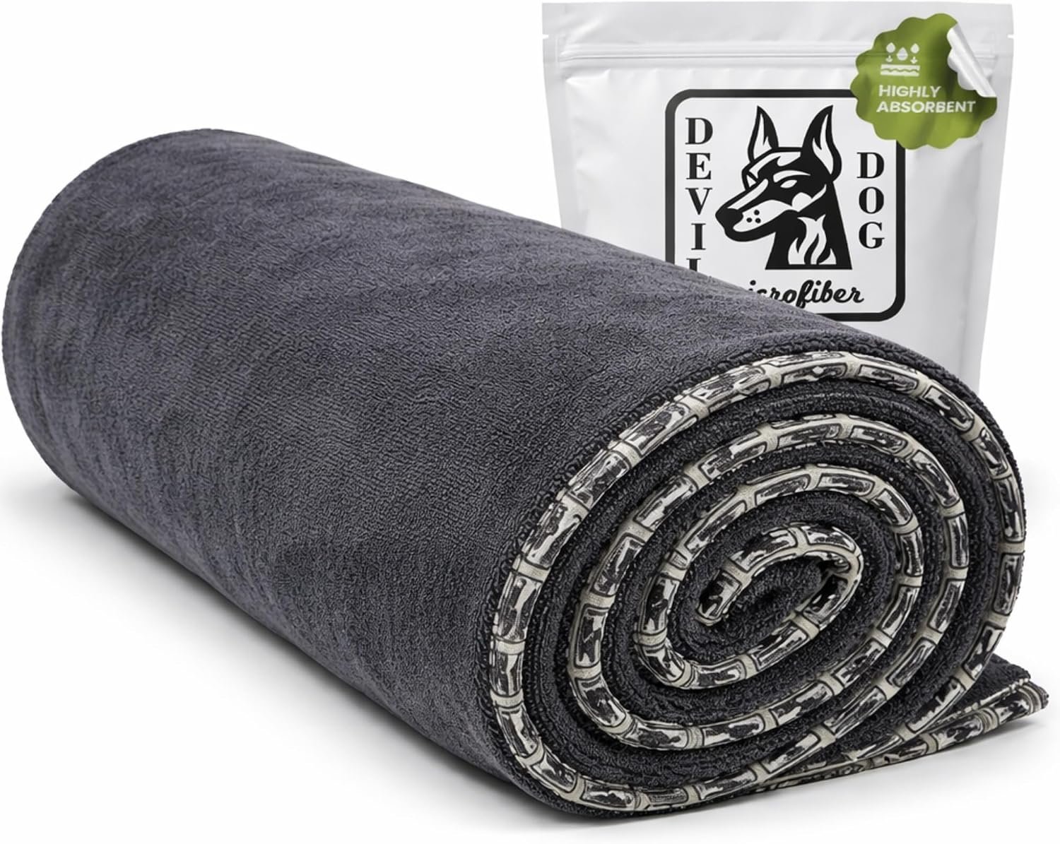 Dog Drying Towel for Dogs – Extra Large 24″ x 35″ Microfiber Dog Bath Towel, 1200 GSM Twisted Loop, Ultra Absorbent, Edgeless, Quick Dry for Bath, Beach & Travel, Gray