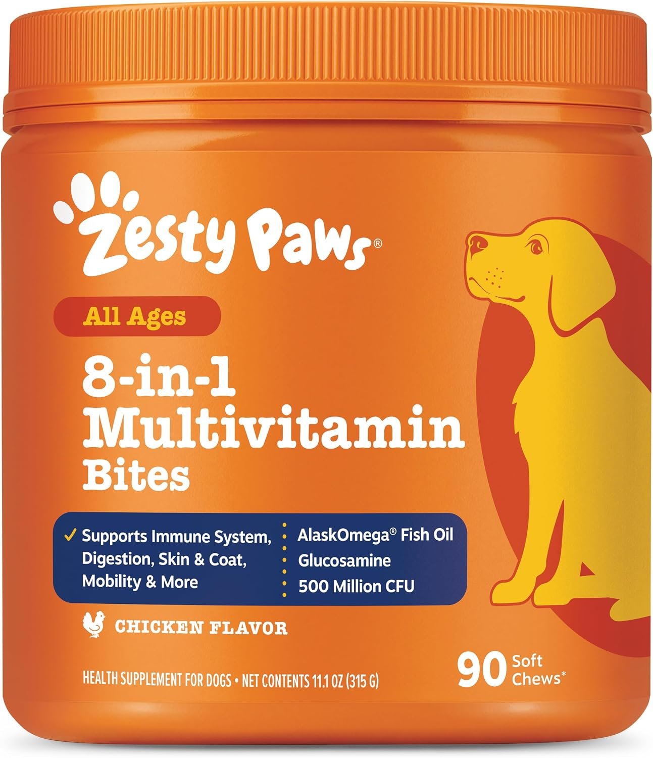 Zesty Paws Dog Vitamins – Dog Multivitamin Chews, Chicken, 90 Ct