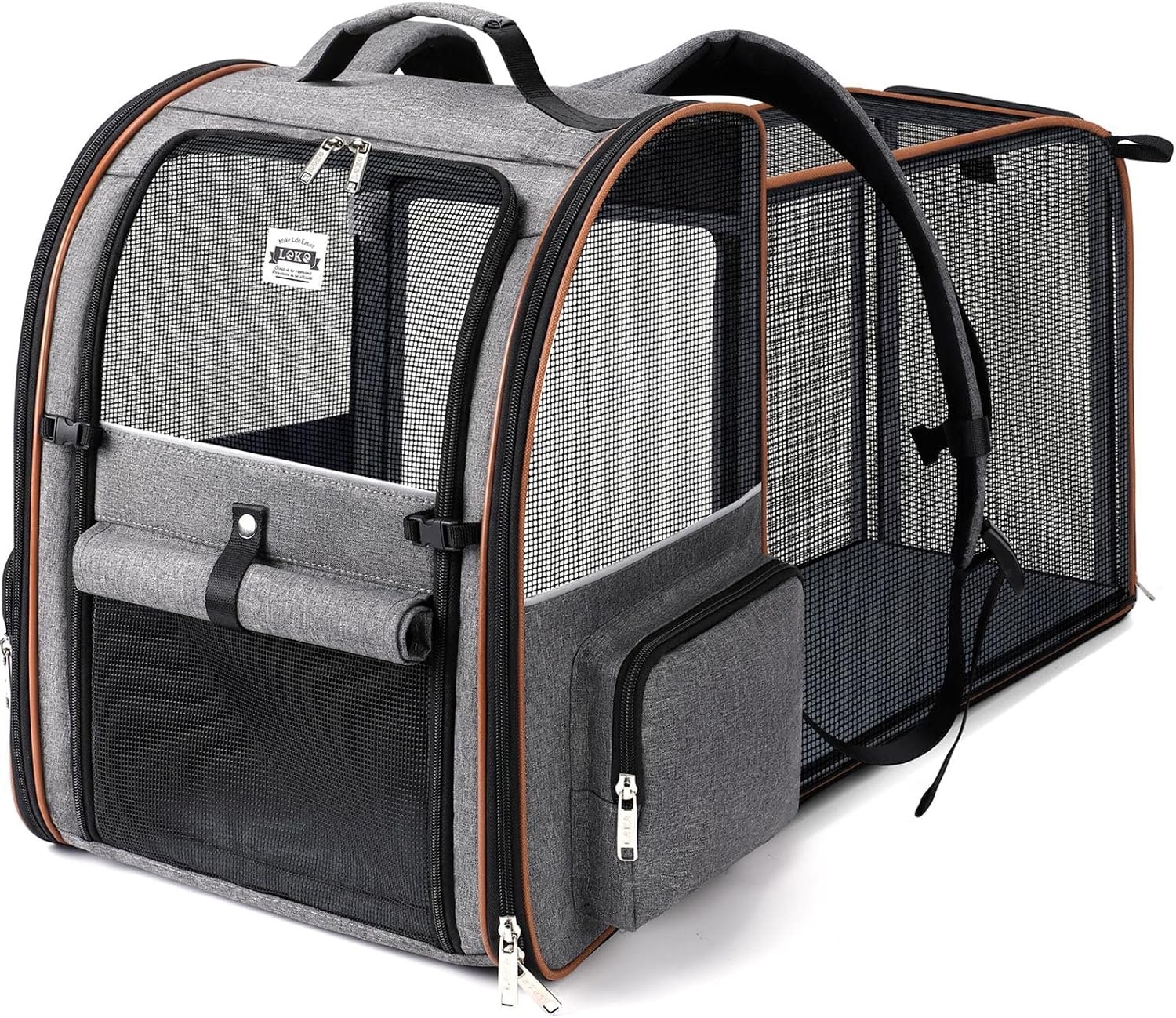 Extra Large Cat Backpack Carrier Expandable Pet Carrier Backpack for Small/Medium Dogs and Medium/Large Cats, Grey