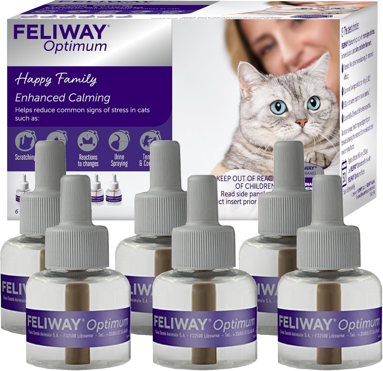 FELIWAY Optimum Cat Calming Pheromone Diffuser Refill – 6 Pack