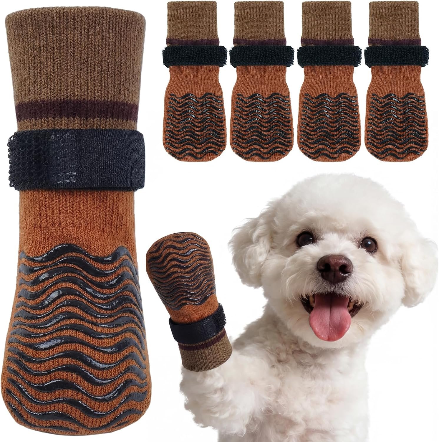 Kuoser Anti Slip Dog Socks with Double-Sided Grippers for Hardwood Floors