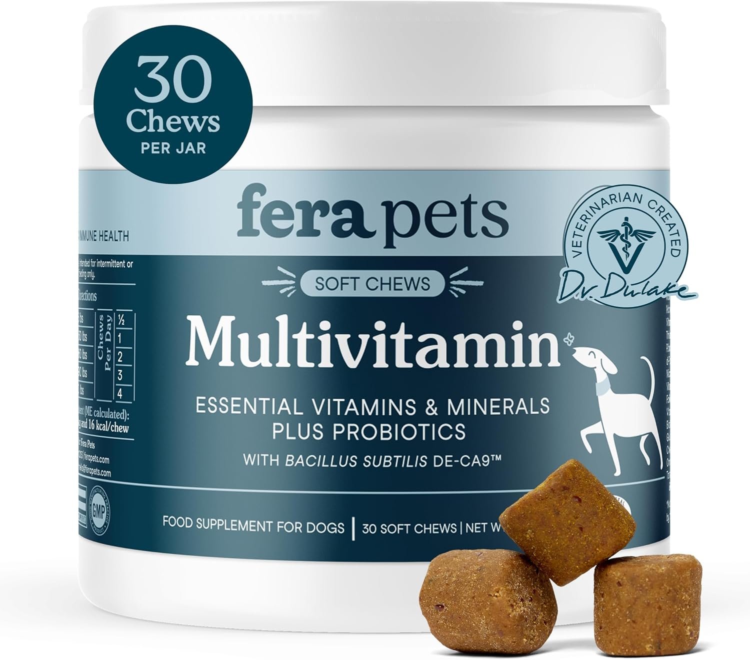 Fera Pets Dog Multivitamin Chews with Probiotics, 30 Chews
