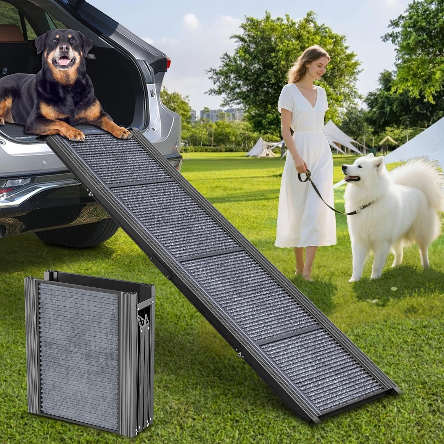 Dog Ramp for Car Truck 63″ L × 17″ W, Pet Ramp Lightweight Foldable