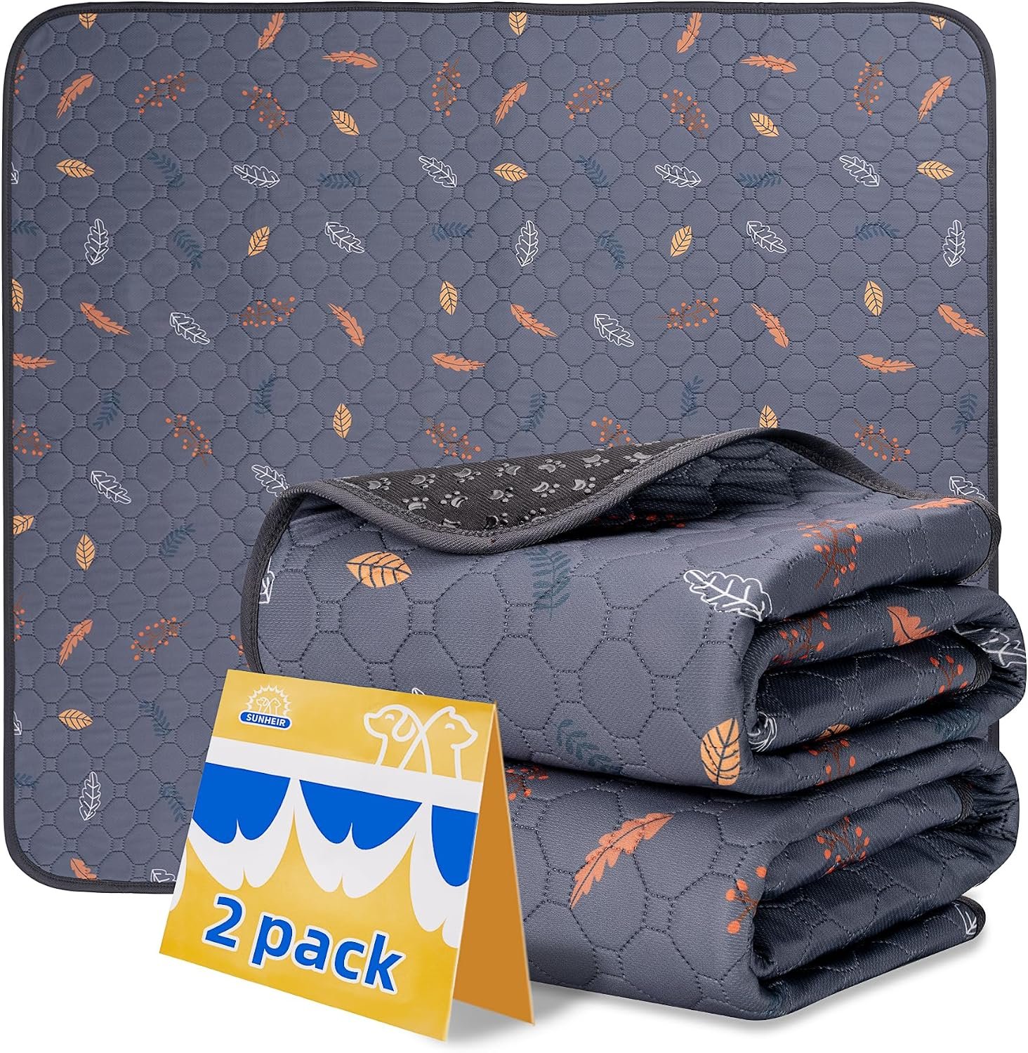 Sunheir Washable Pee Pads for Dogs, Reusable Puppy Pads for Dog Playpen 2PC