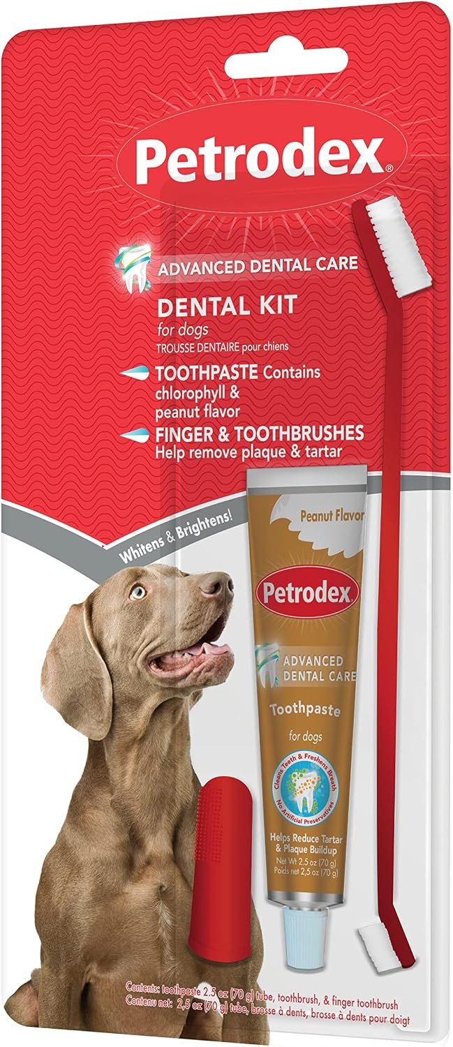 Petrodex Dog Dental Care Kit, Toothbrush & Toothpaste, Peanut, 2.5oz