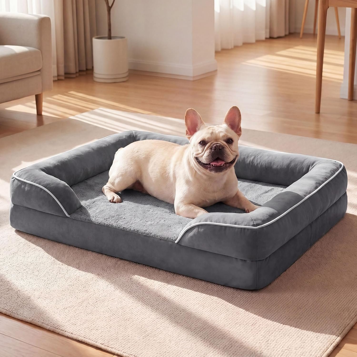 Waterproof Orthopedic Dog Bed for Extra Large Dogs with Bolster