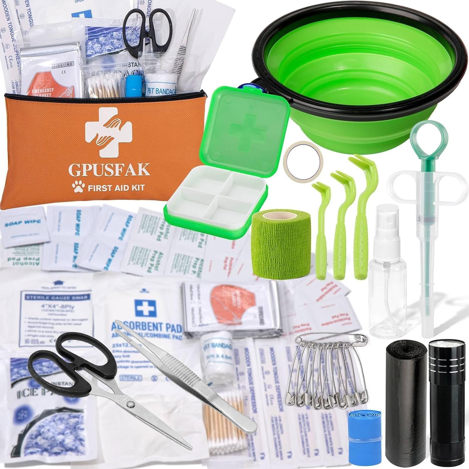 Pet First Aid Kit for Dogs & Cats – Dog First Aid Kit Pet Emergency Kit with First Aid Supplies for Home Camping Hiking Traveling