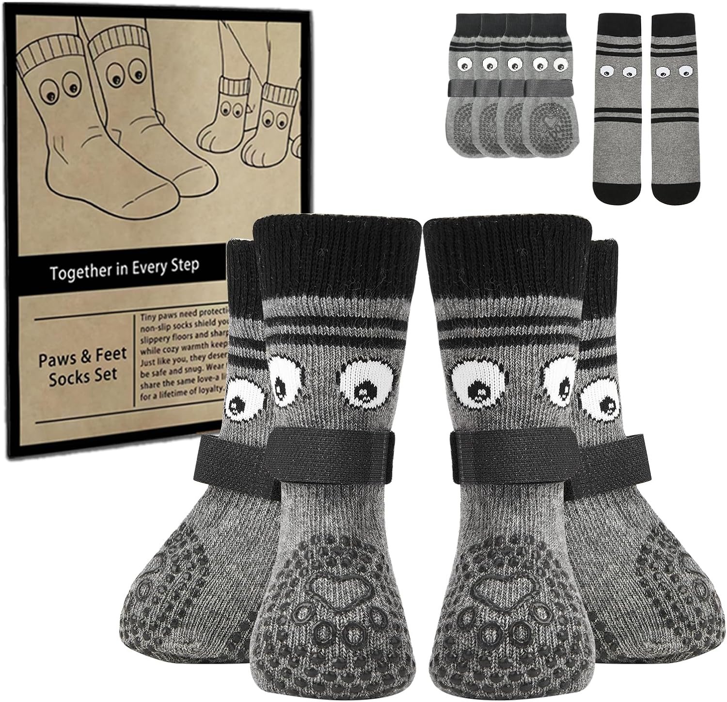 Non-Slip Dog Socks&Owner Sock Set Extra Grip