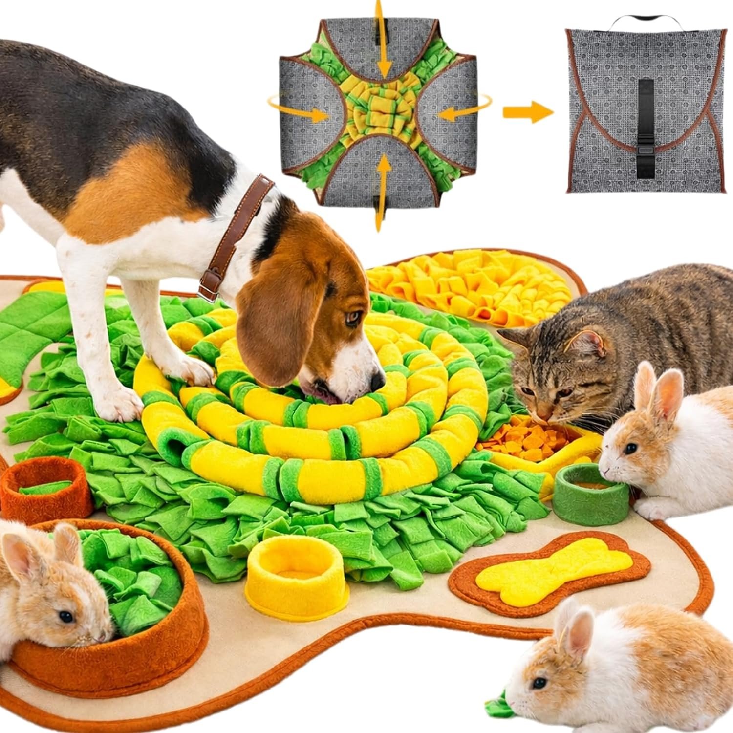HOPET Snuffle Mat for Dogs Large Breed, 28.3”x28.3” Interactive Puzzle Dog Food Mat, Easy to Clean, Durable, Mental Stimulation & Slow Feeding Game for All Breeds