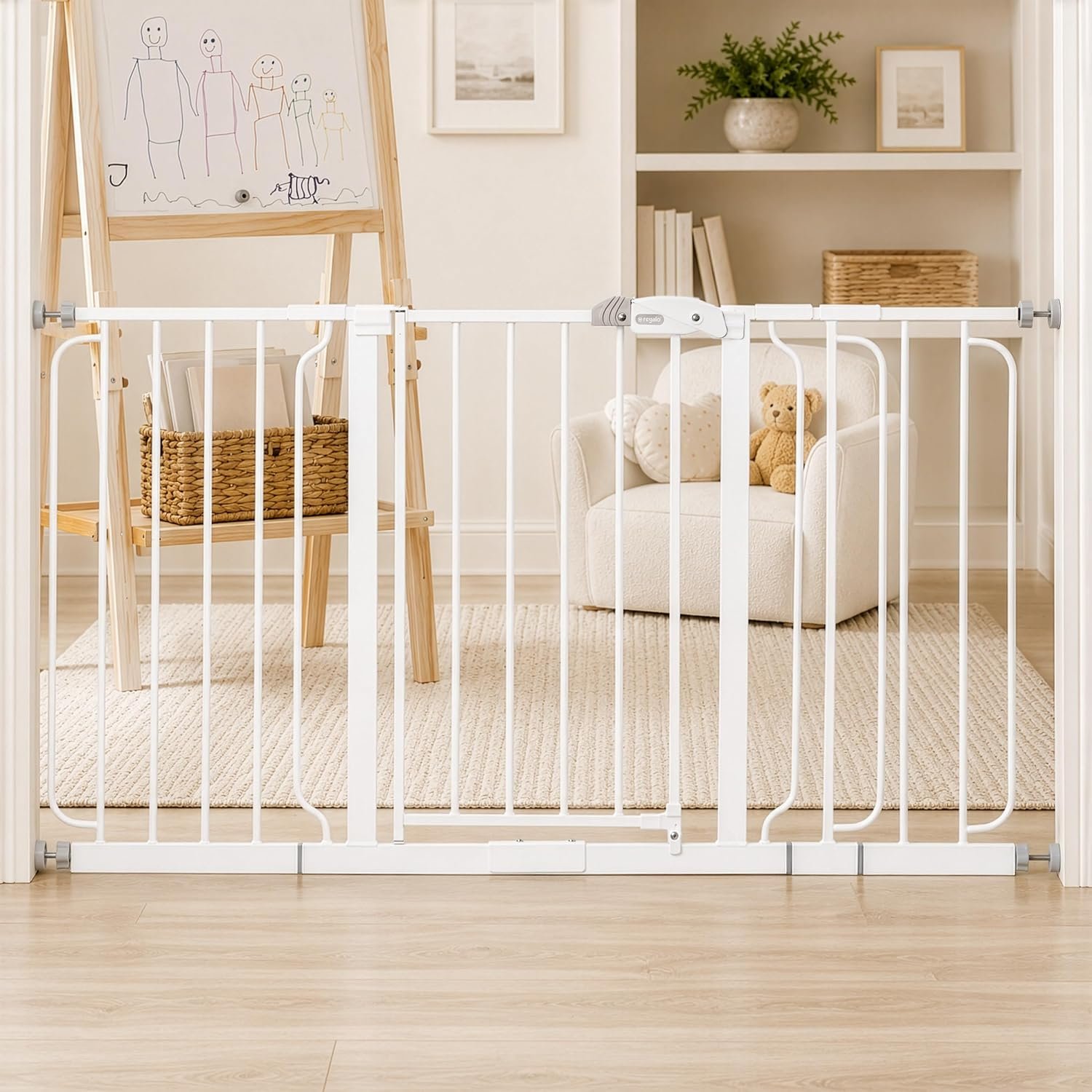 Regalo Safety 29″-56″ Extra Wide Baby Gate, Bottom of Stairs & Doorways