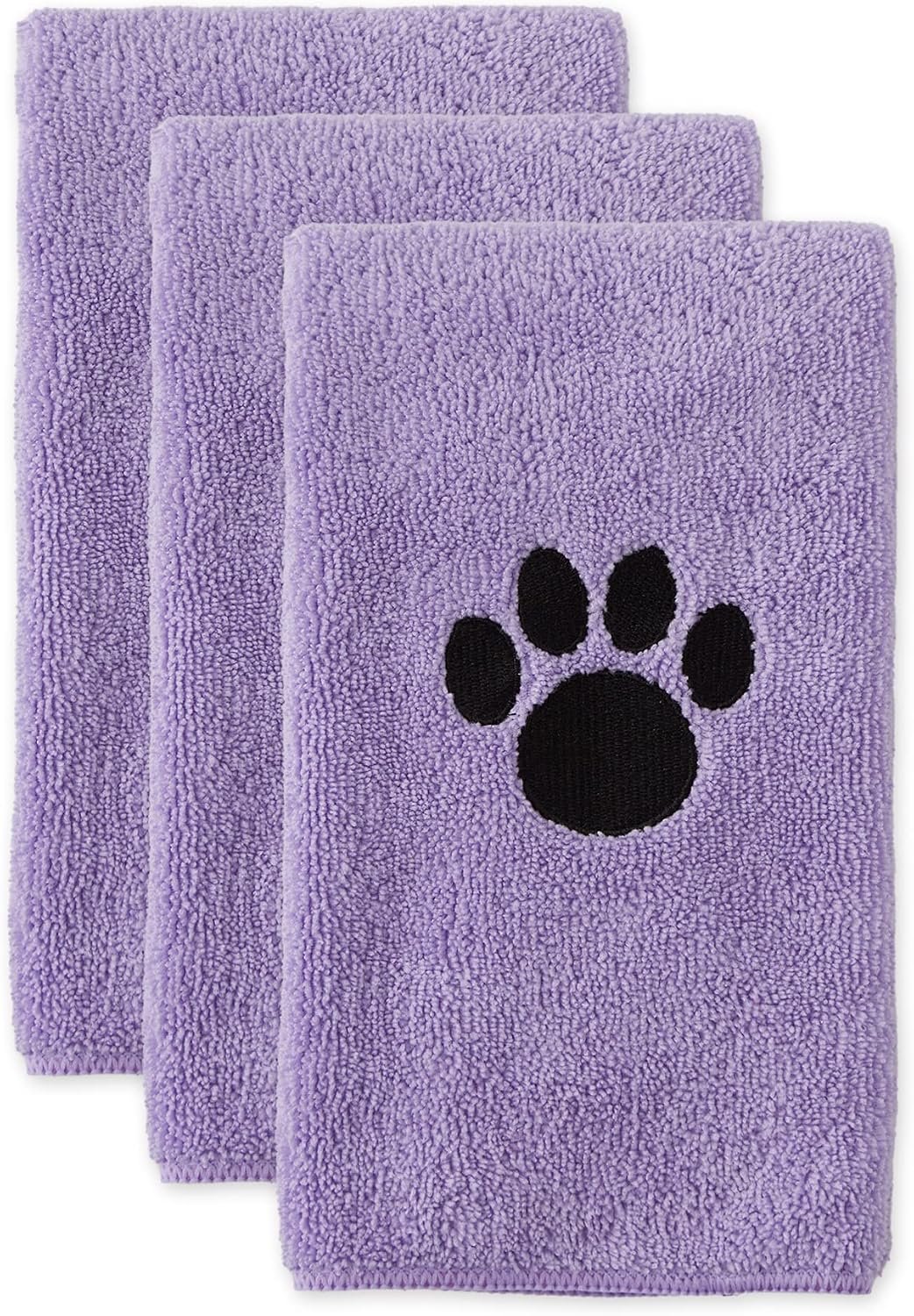 Bone Dry Pet Grooming, Embroidered Microfiber Towel Drying Collection, 15×30, Lavender