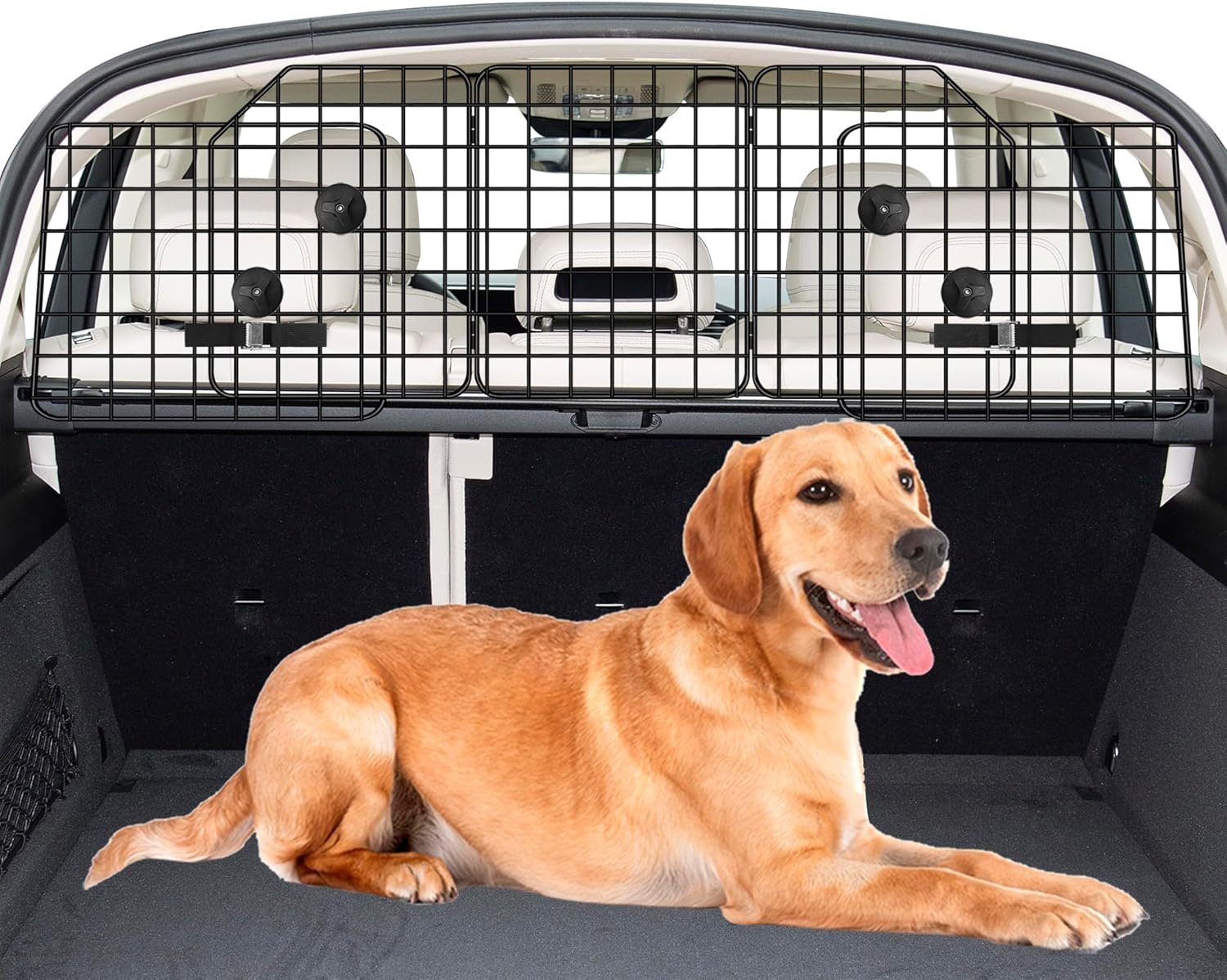 Dog Car Barrier for SUVs, Van, Vehicles, Adjustable Large Pet Barriers, Universal Fit Heavy-Duty Wire Mesh Dog Guard, Pet Divider Gate for Truck Cargo Area, Safety Car Divider, 61.9 Inches