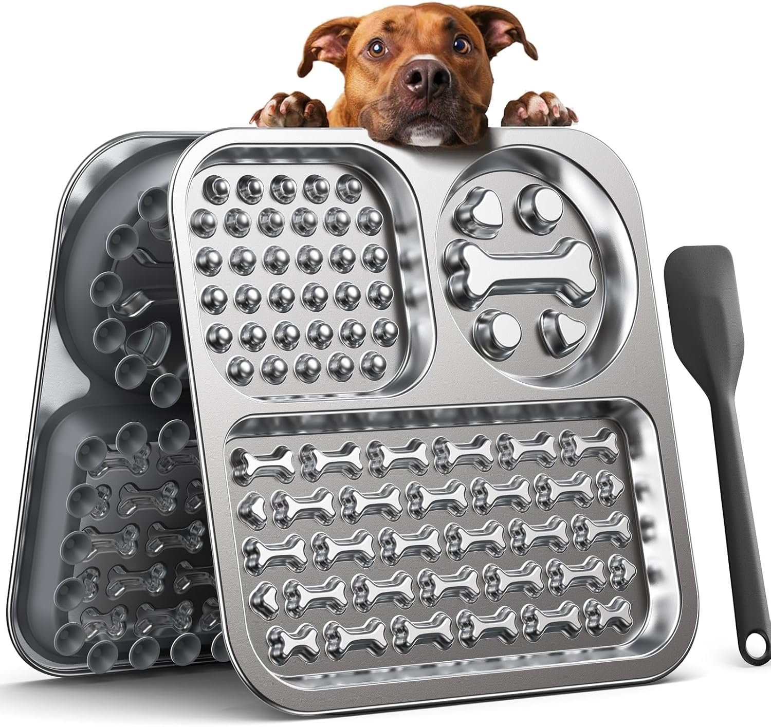 Stainless Steel Lick Mat for Dogs and Cats – FEELNEEDY Large Licking Pad with Suction Cups, Chew-Proof, Non-Slip Pet Licky Mat for Boredom Reducer and Anxiety Relief, Easy to Clean (1Pack)