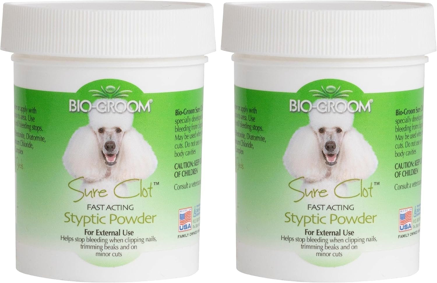 Bio-groom Sure Clot Styptic Powder for Dogs – Stops Bleeding Nails, Fast Acting, Dog Grooming Supplies, Cruelty-Free, Made in USA, First Aid for Dogs – 1.5 oz 2-Pack