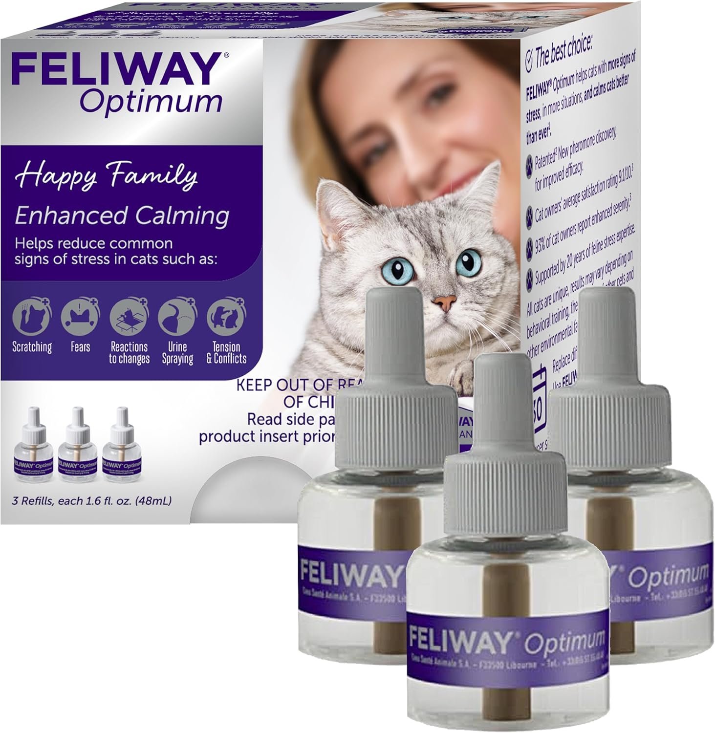 FELIWAY Optimum Cat Calming Pheromone Diffuser Refill – 3 Pack