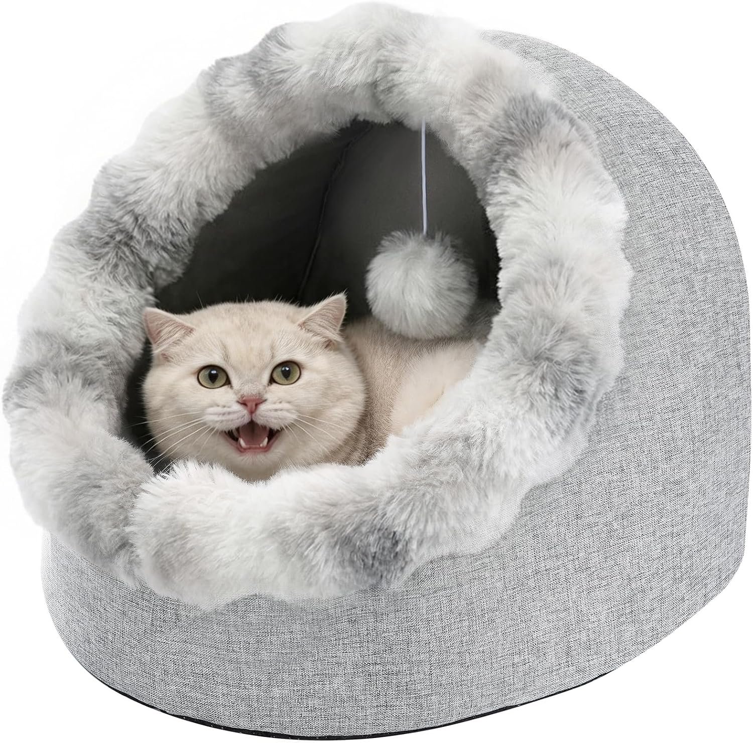Avont Cat Bed Cave for Indoor Cats, Semi-Enclosed with Washable Cushion