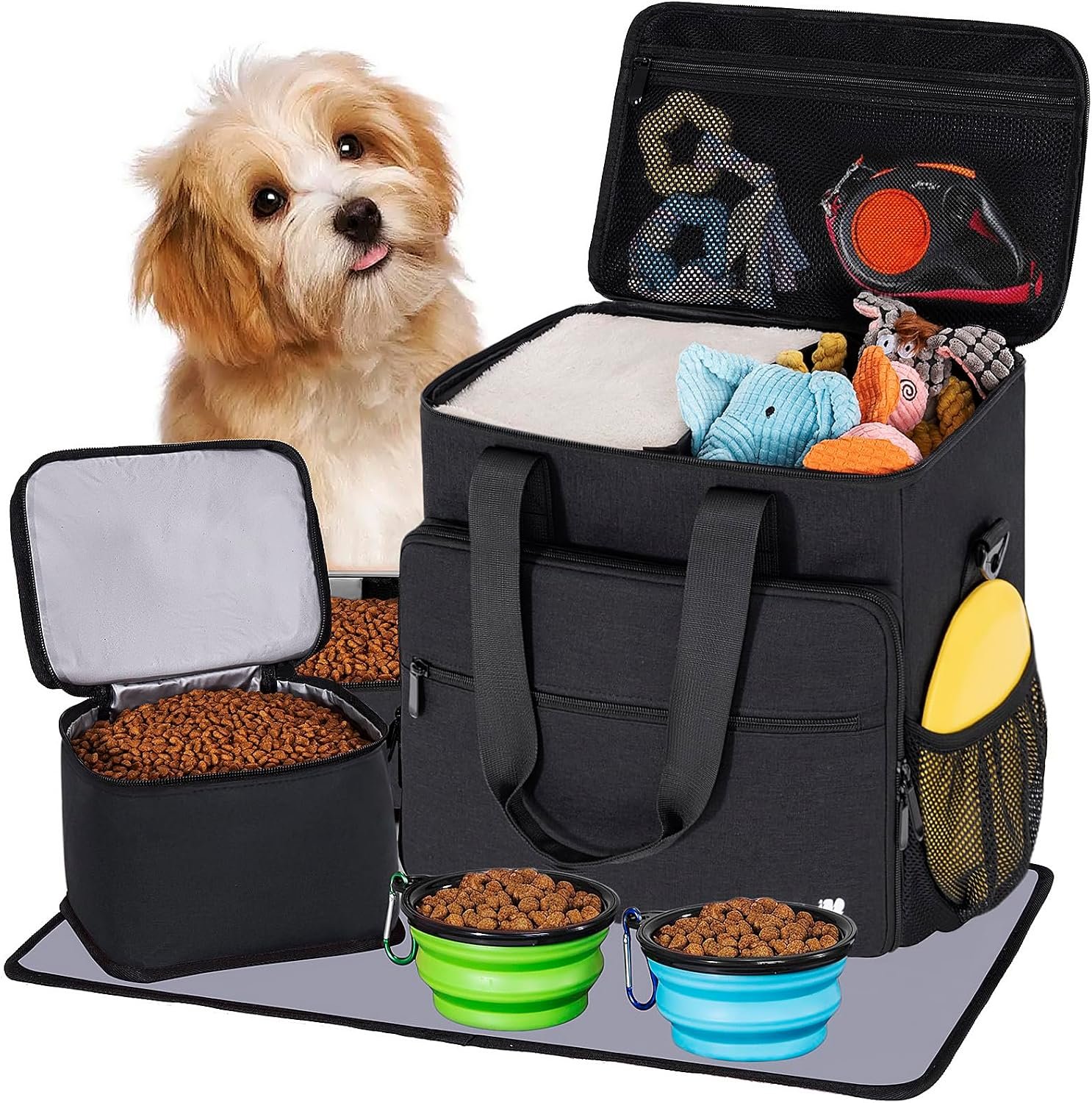 Dog Travel Bag, Large Pet Travel Set with Multi-Function Pockets