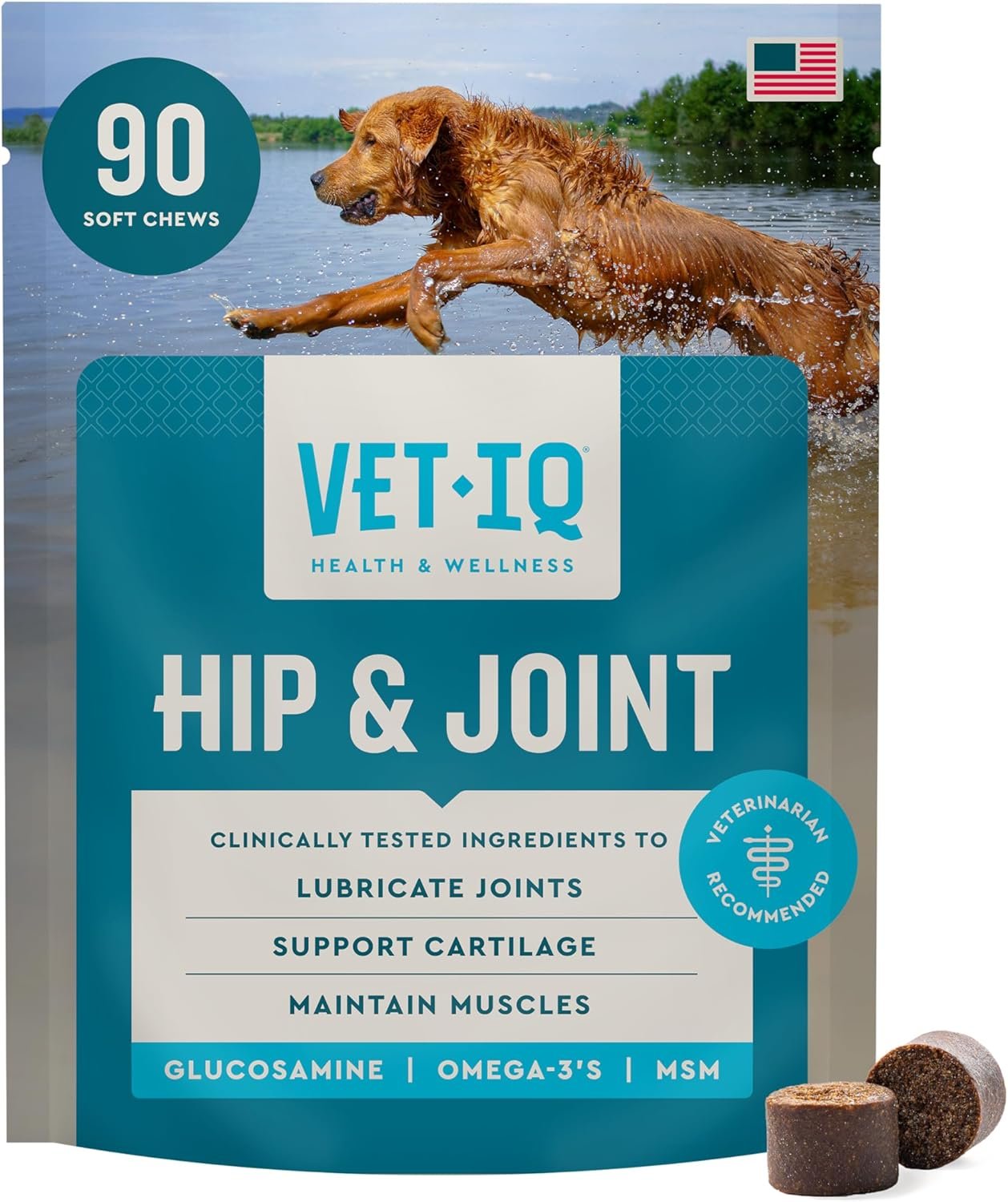 VetIQ Max Strength Hip & Joint Chews for Dogs, 90ct