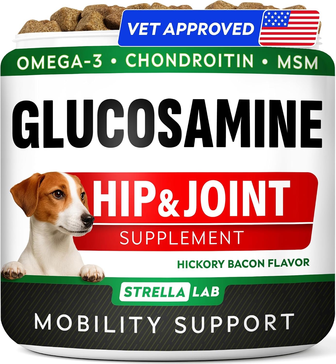 STRELLALAB Advanced Glucosamine for Dogs, Chondroitin & MSM Hip Joint Chews
