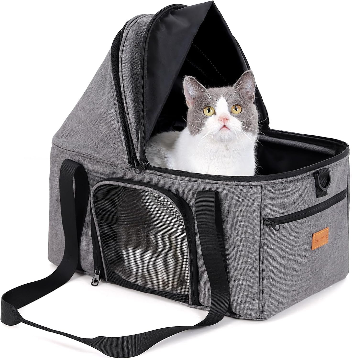 BurgeonNest Top-Expandable Cat Carrier with Semi-Open Canopy, Up to 15 lbs