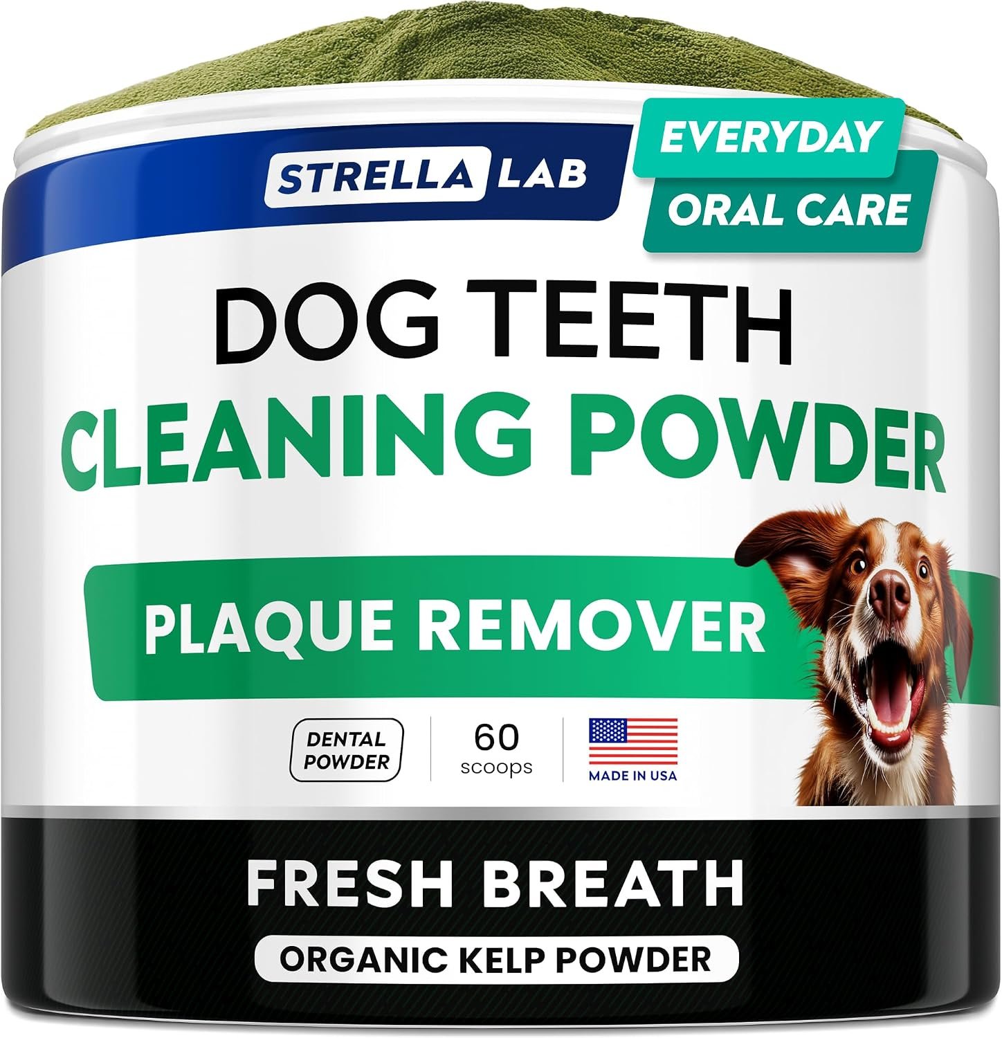 STRELLALAB Advanced Dog Dental Powder Breath Freshener, Dog Teeth Cleaning
