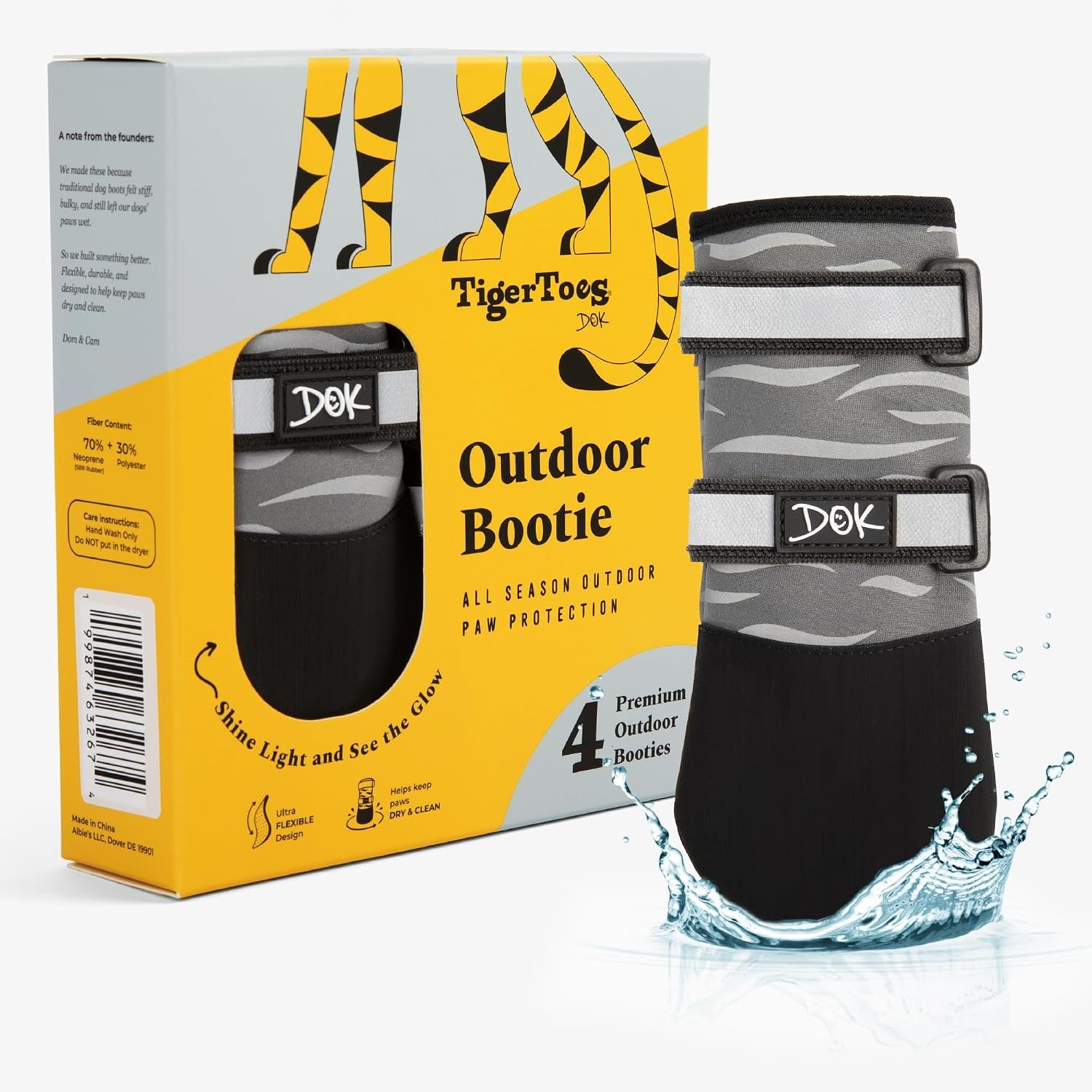 DOK TigerToes Premium Neoprene Dog Booties for Hot Pavement – Grip that Works Even When Twisted – Versatile Paw Protection that Prevents Licking, Slipping, and are Great Booties for Dogs Paws (Size 5)