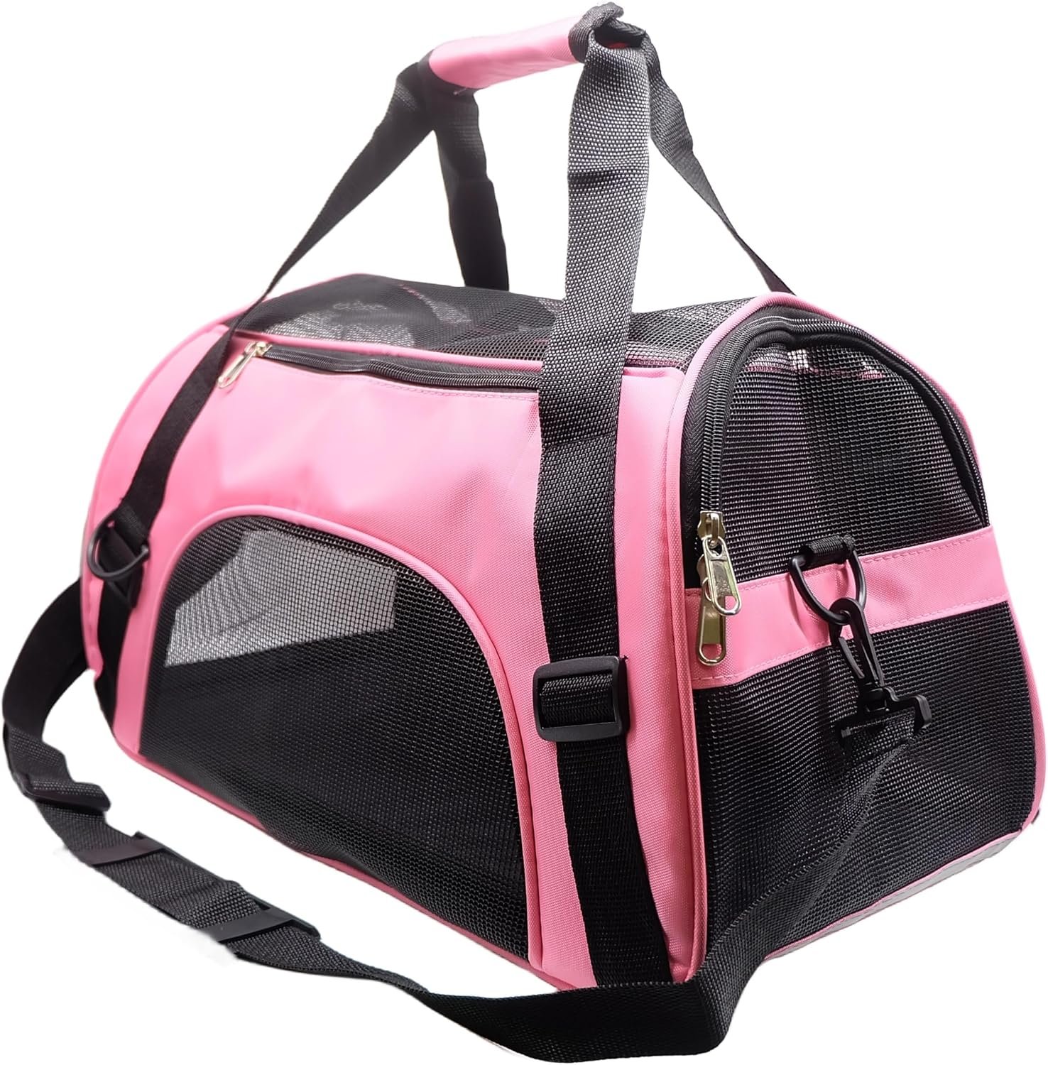 ZaneSun Cat Carrier,Soft-Sided Pet Travel Carrier for Cats,Dogs Puppy Comfort Portable Foldable Pet Bag Airline Approved (Medium-LightPink)