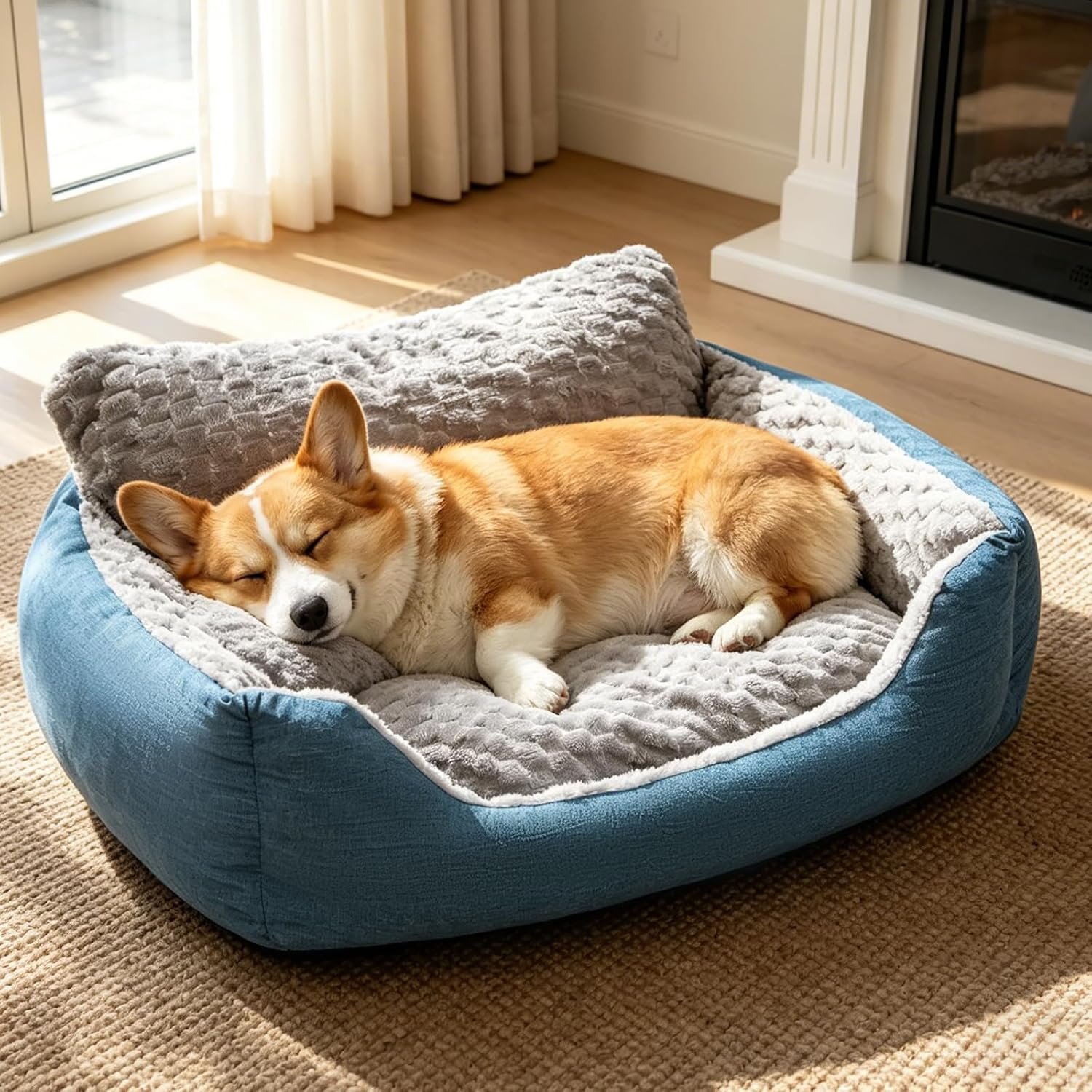 Medium Dog Bed, Orthopedic Bolster Sofa with Soft Plush Cushion, Machine Washable Non-Slip Bottom for Joint Pain Relief,30″x24″x13″ All Season Comfort for Dogs Up to 33 lbs