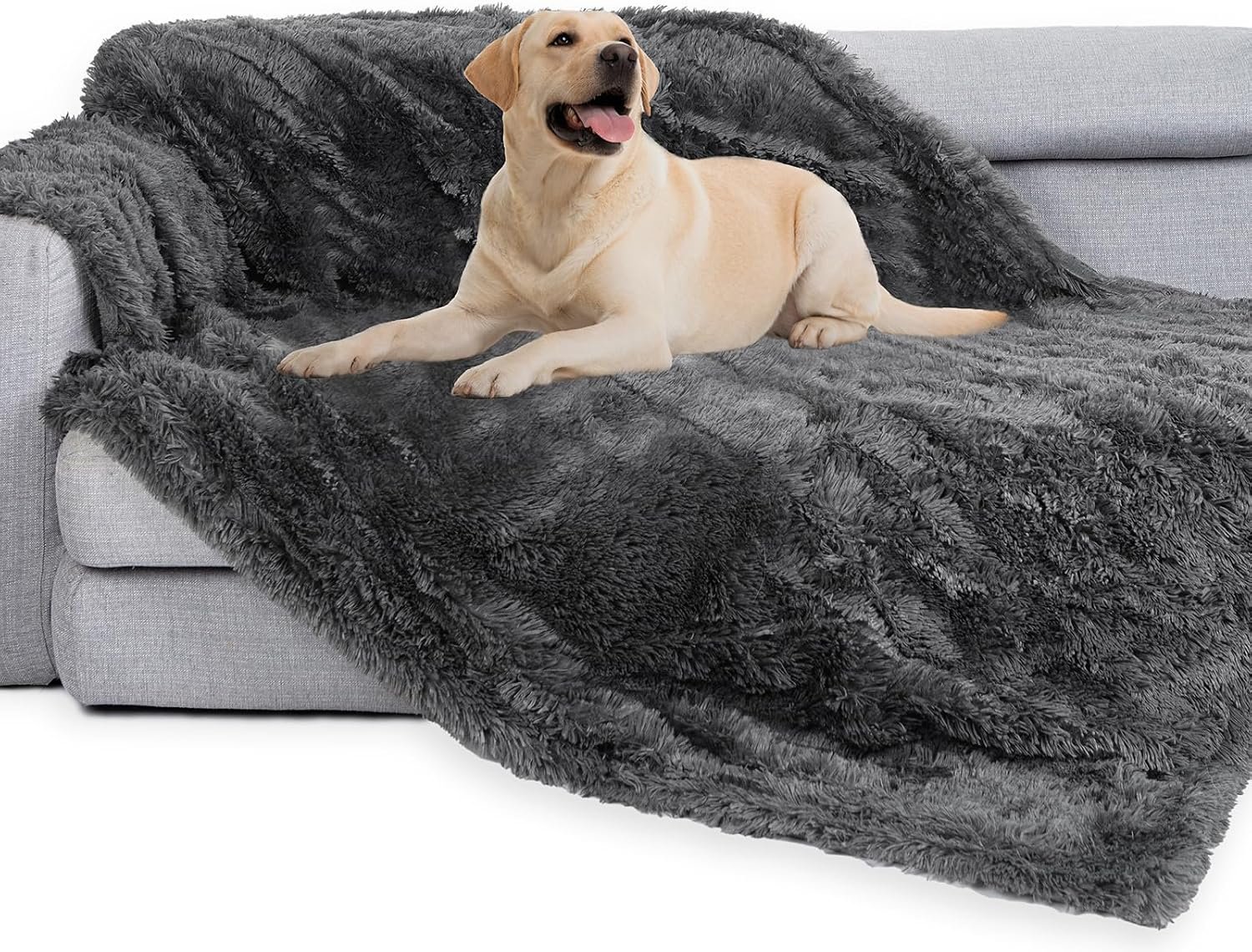 gogobunny Waterproof Dog Blanket for Couch & Furniture Protection – Super Soft Reversible Throw for Large Dogs & Cats, Calming Washable Fur & Sherpa Pet Blanket (50×60 Inch, Grey)