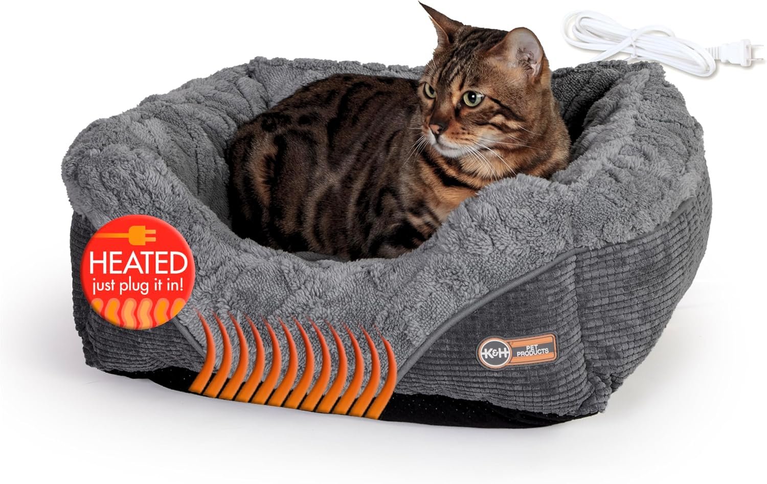 K&H Heated Cat Bed, Thermo-Pet Lounge Sleeper Indoor, Safety Listed, Small
