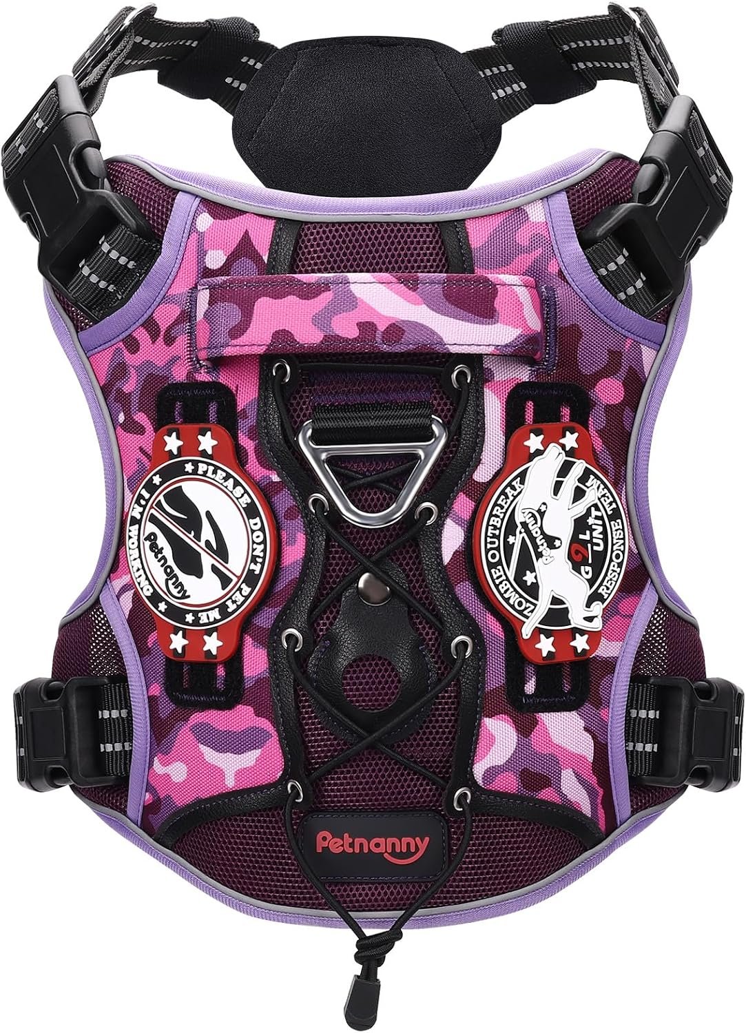 Petnanny Tactical Dog Harness Breathable Mesh Service Vest L Purple Camo