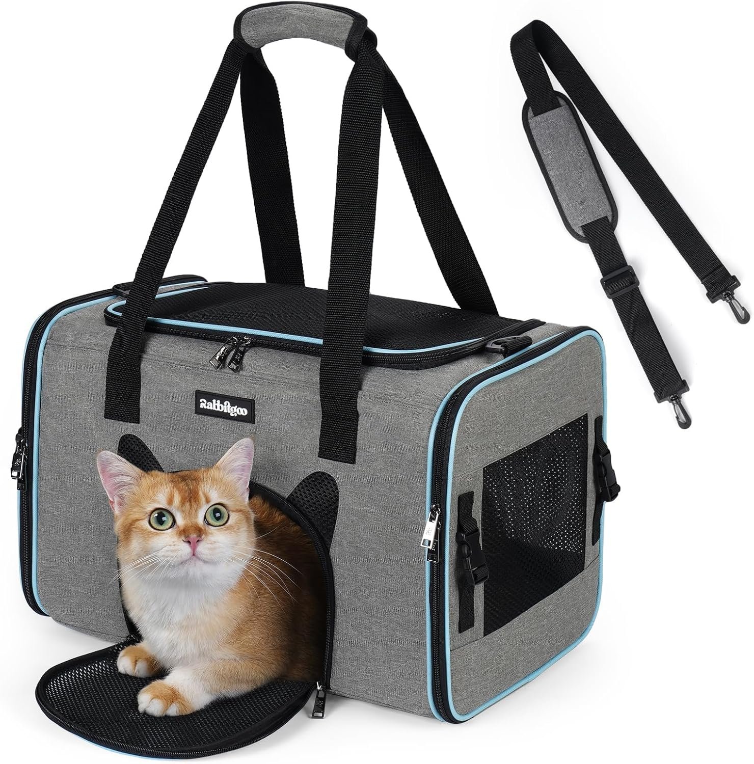rabbitgoo Cat Carrier Soft with Safety Buckles, Sturdy Comfortable Pet Bag