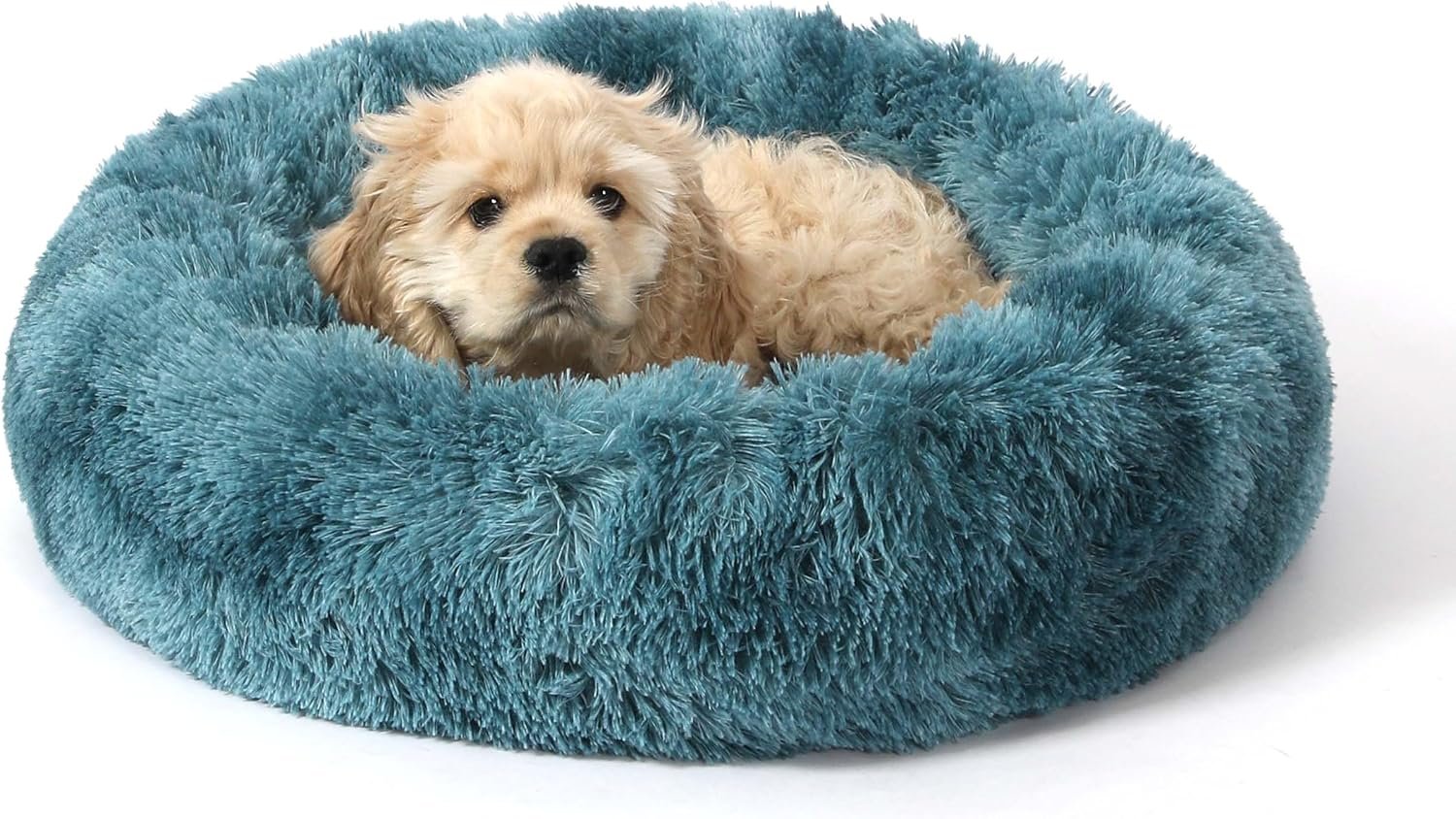 NOYAL Donut Dog Bed for Small Medium Pets, Plush Calming Faux Fur