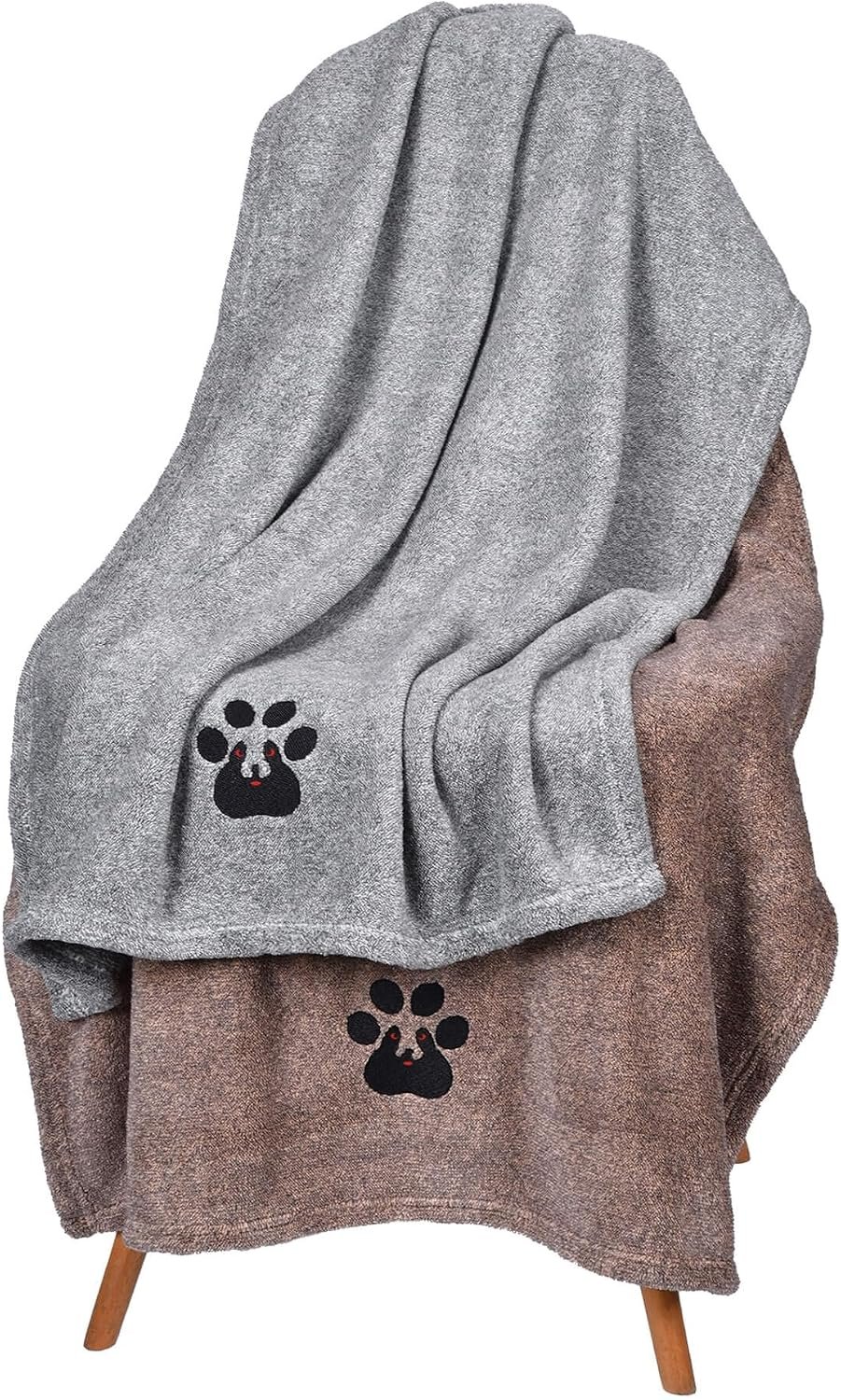 Dogvingpk Dog Towels for Drying Dogs 2 Pack – Super Absorbent Soft Quick Dry Microfiber Pet Bath Towel for Medium & Small Dogs, 36 * 28 Inch Grey and Brown