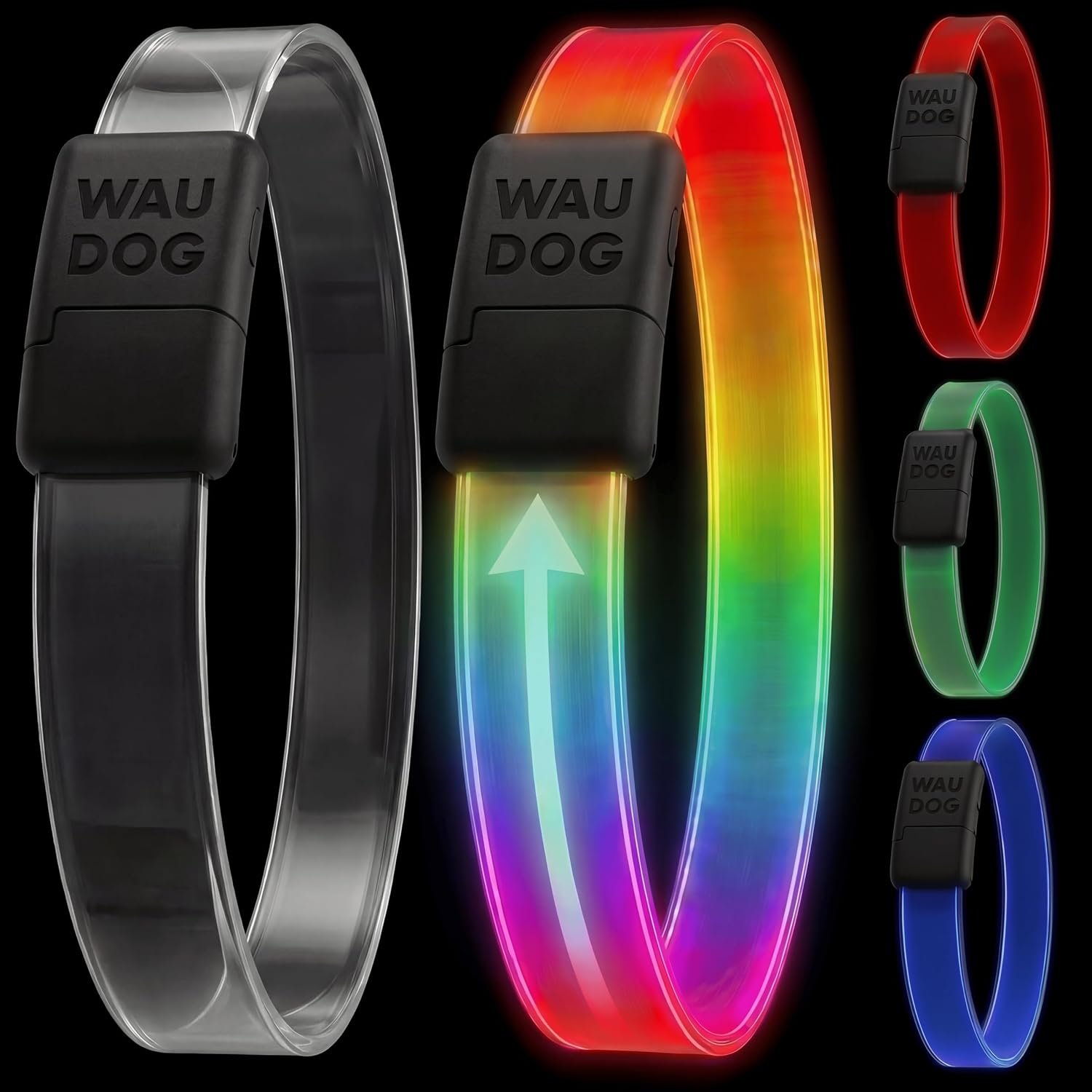 WAUDOG Light Up Dog Collar LED Rechargeable Waterproof Glow in the Dark