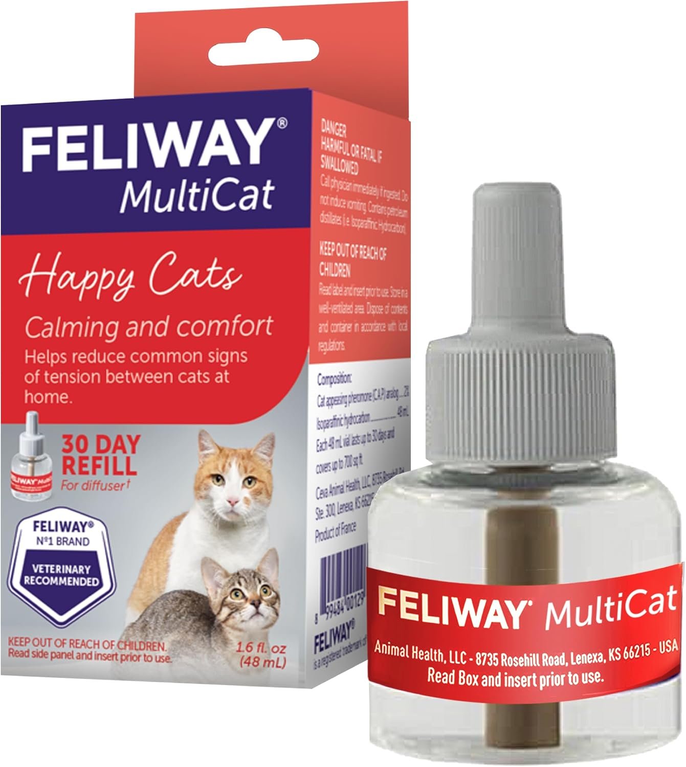 FELIWAY MultiCat Cat Calming Pheromone Diffuser Refill – 1 Pack