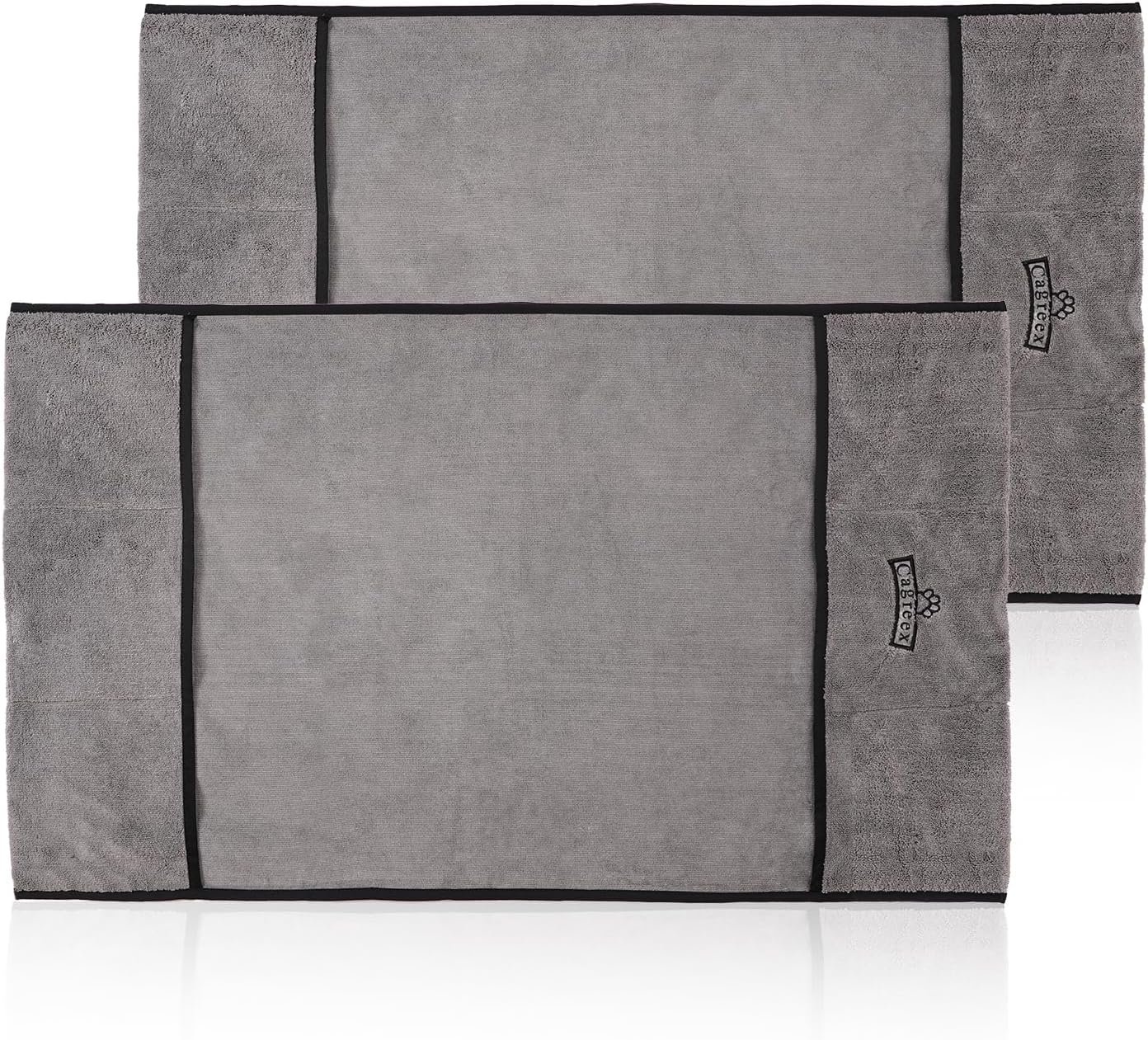 Microfiber Dog Grooming Bath Towel: Super Absorbent Soft Pet Grooming Towel Bath & Shower Supplies – Large Towels to Drying Dog Cat Pets Drying & Grommers (Gray, 2 Pcs)