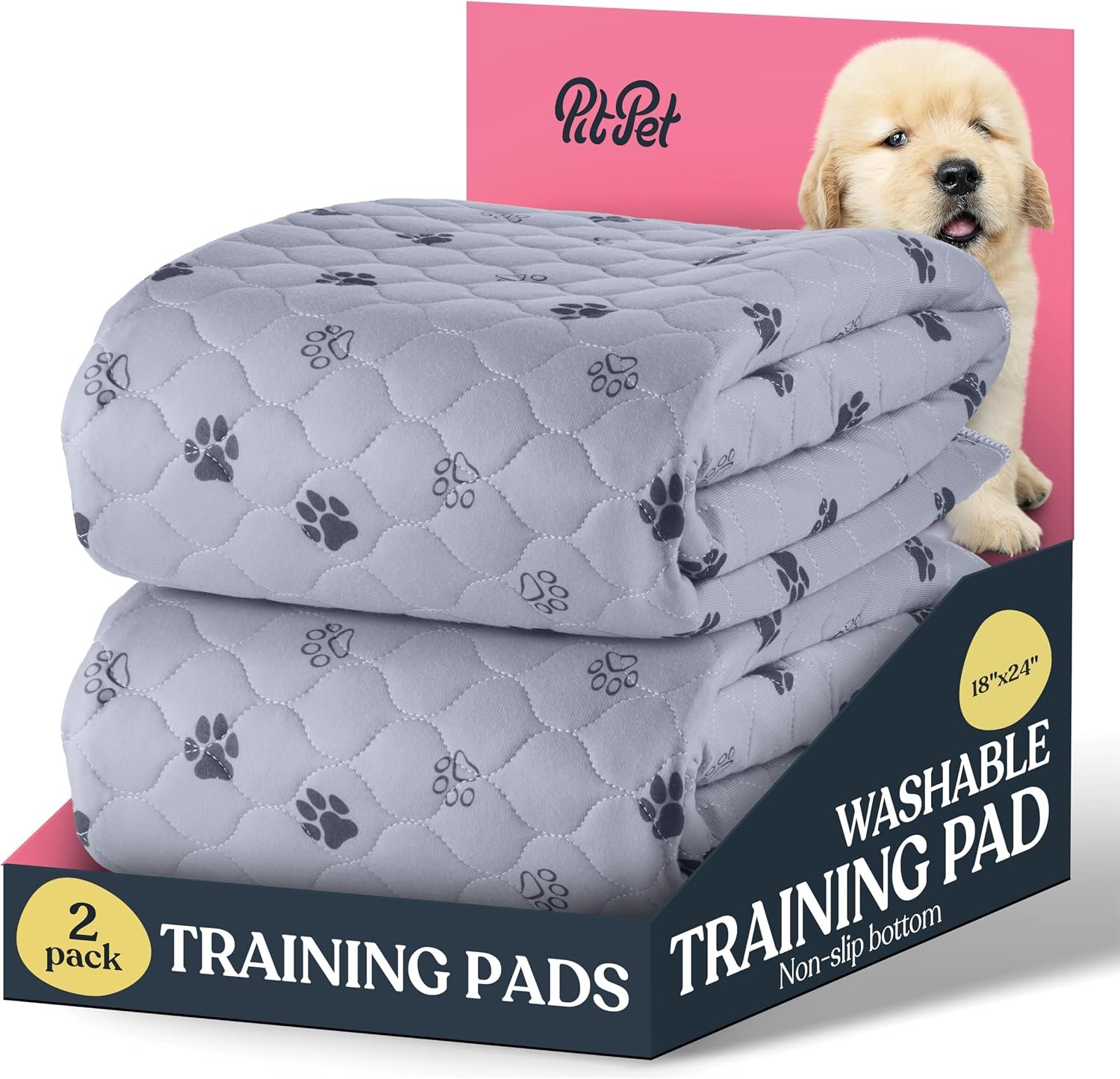 Super Absorbent Washable Pee Pads for Dogs – 2-Pack Superior Reusable Puppy Pads Pet Training Pads –100% Waterproof Dog Pee Pad Protects Against Urine Leakage Non-Slip Grip Prevents Slipping& Bunching