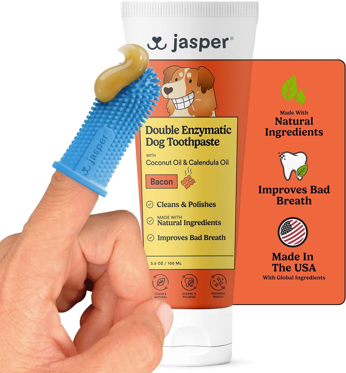 Jasper Dog Tooth Brushing Kit and Dog Toothpaste (Bacon) Kit 360