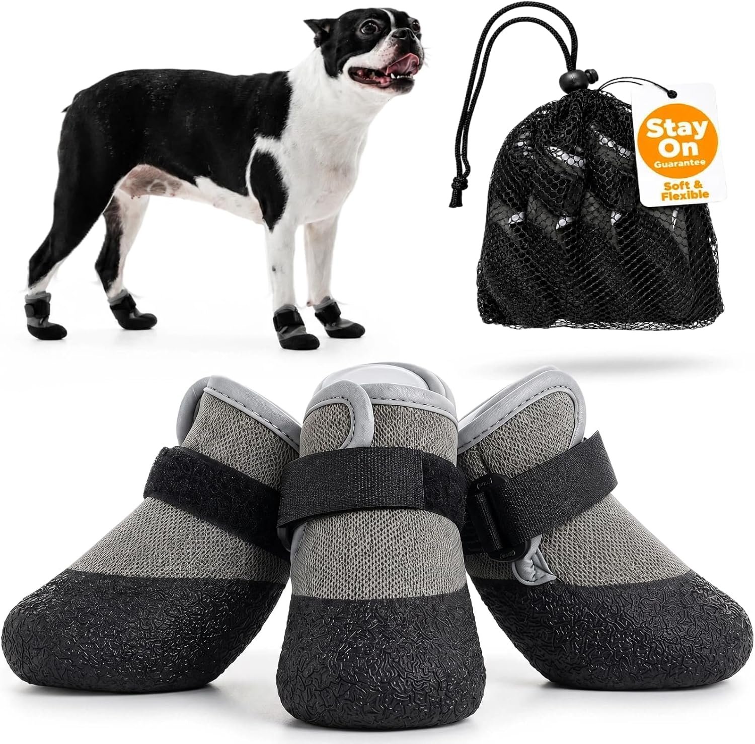 4-Pack Soft Upper & Flexible Sole Dog Summer Shoes for Hot Pavement Stay-On