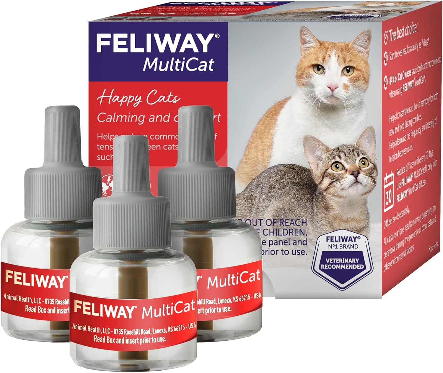FELIWAY MultiCat Cat Calming Pheromone Diffuser Refill – 3 Pack