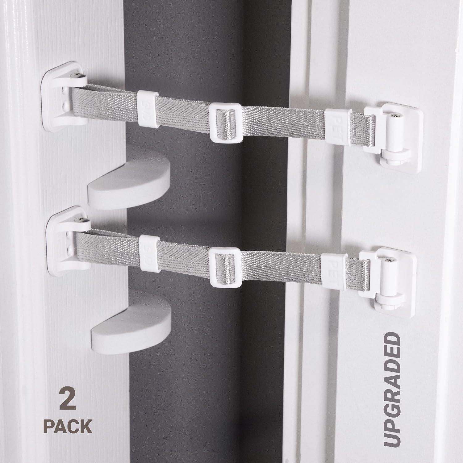 SVD.PET (2-Pack) Upgraded Cat Door Latch & Stopper, Door Strap for Cats, A Simpler Pet Gate Solution to Dog Proof Your Home & Keep Dogs and Kids Out of Litter Box & Cat Feeder. (White)