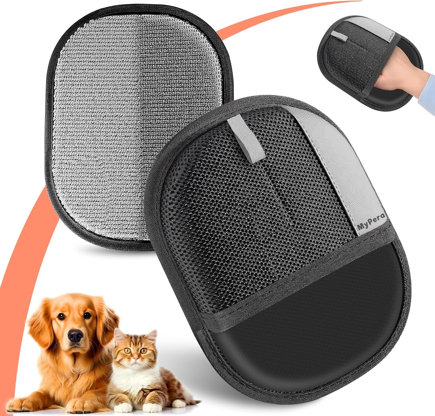 Pet Hair Removal Glove for Dogs & Cats, Newly Upgraded Reusable Electrostatic Pet Hair Glove, Magic Brush Pet Hair Remover Tool for Clothing, Couch, Carpet, Car Seats.
