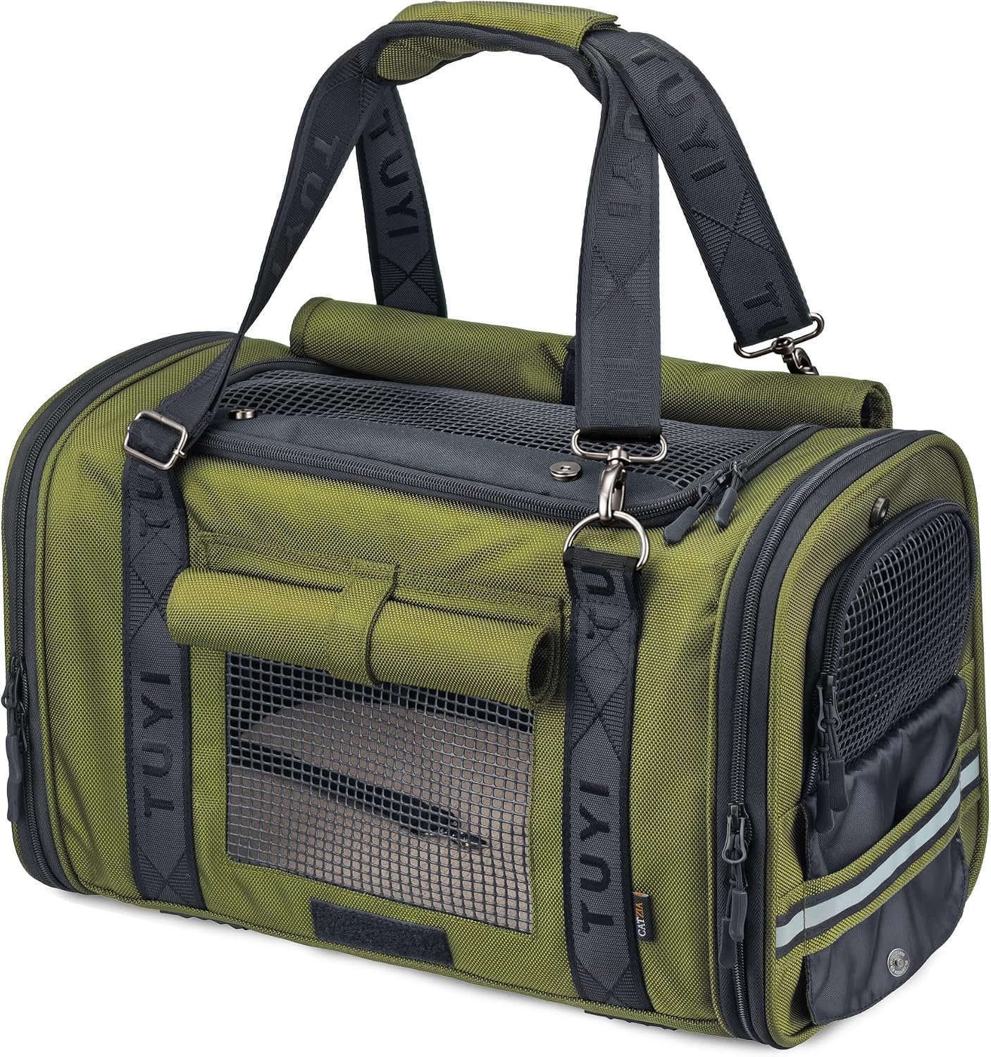 Soft-Sided Cat Carrier for Anxious Cats, Privacy Flaps 17×9.5×10.5in