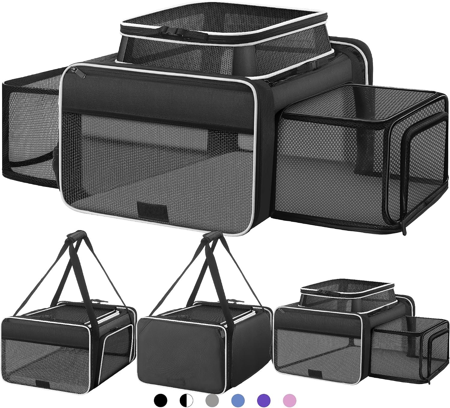 Top and 2 Sides Expandable Cat Carrier 18×13.5×9.5 TSA Airline Approved
