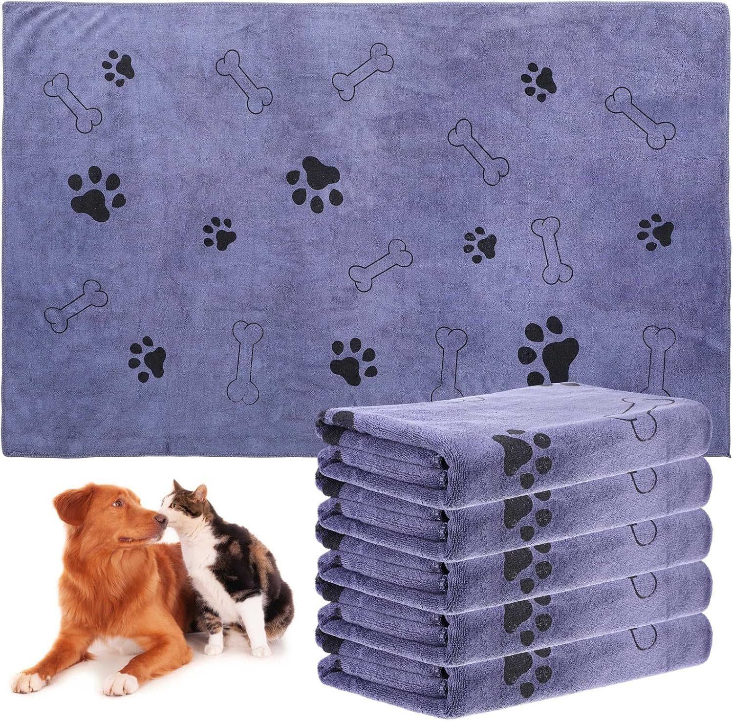 Kifmurase 5PCS Microfiber Dog Towels for Drying Dog,39” X 23.6” Pet Towel