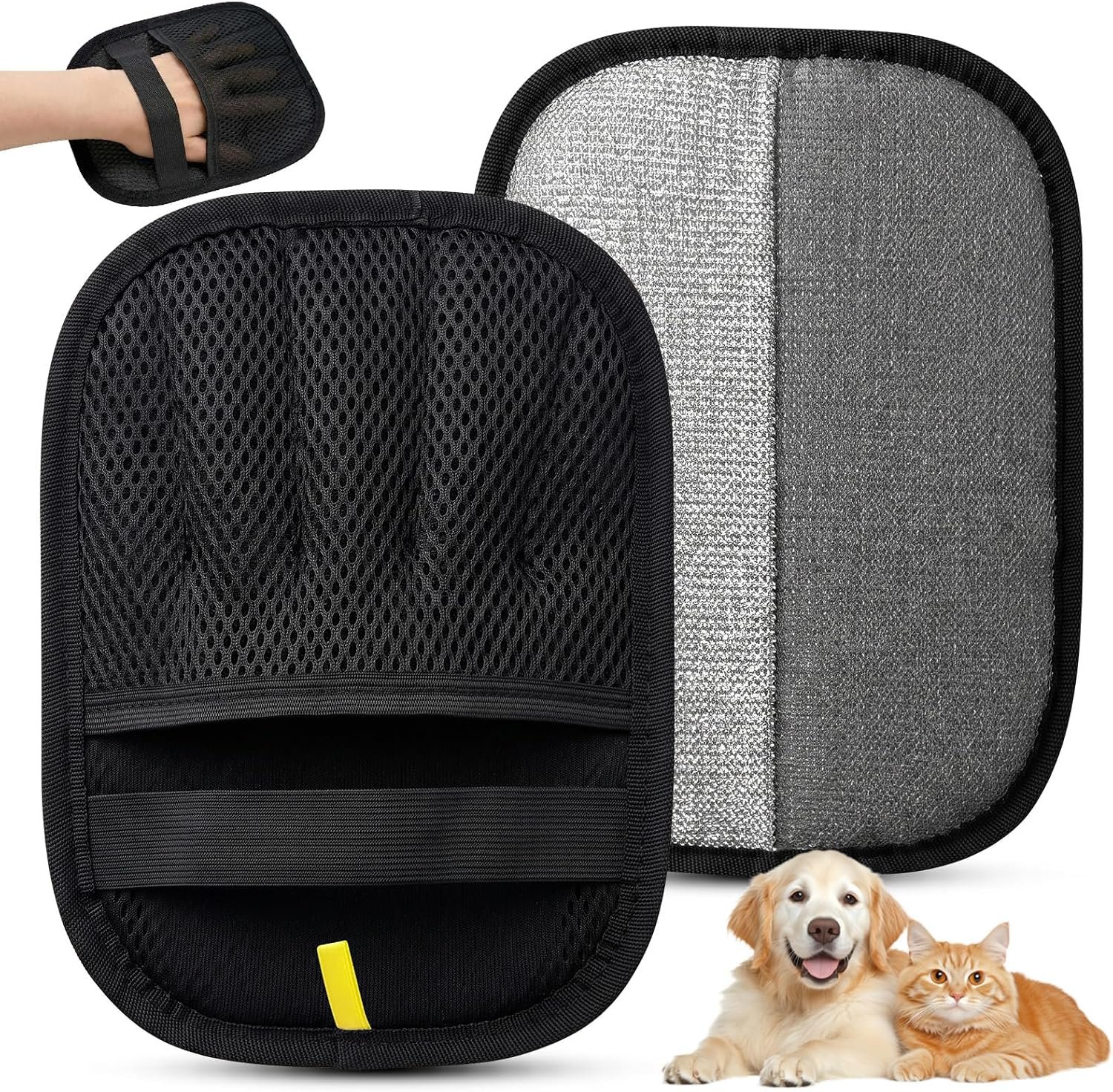 Upgraded Pet Hair Removal Gloves – Electrostatic Grooming Five-Finger Reusable Fur Remover with Snug Elastic Wrist for Dogs and Cats, Magic Brush Pet Needs for Furniture Couch Carpet Clothes Car Seats
