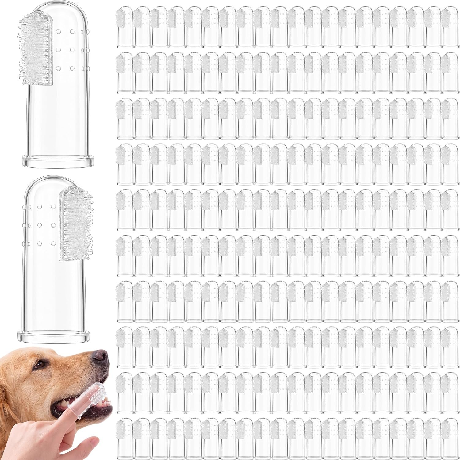 200 Pack Dog Finger Toothbrush Soft Pet Toothbrush for Dogs Cats