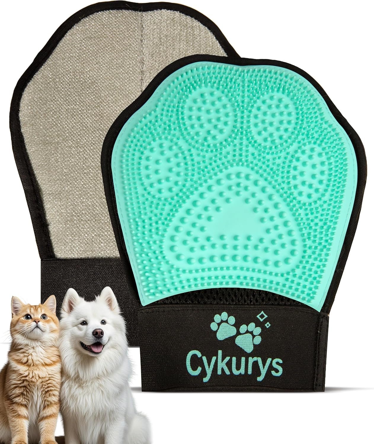 Pet Hair Removal Glove for Dogs & Cats, Double-Sided Grooming Glove