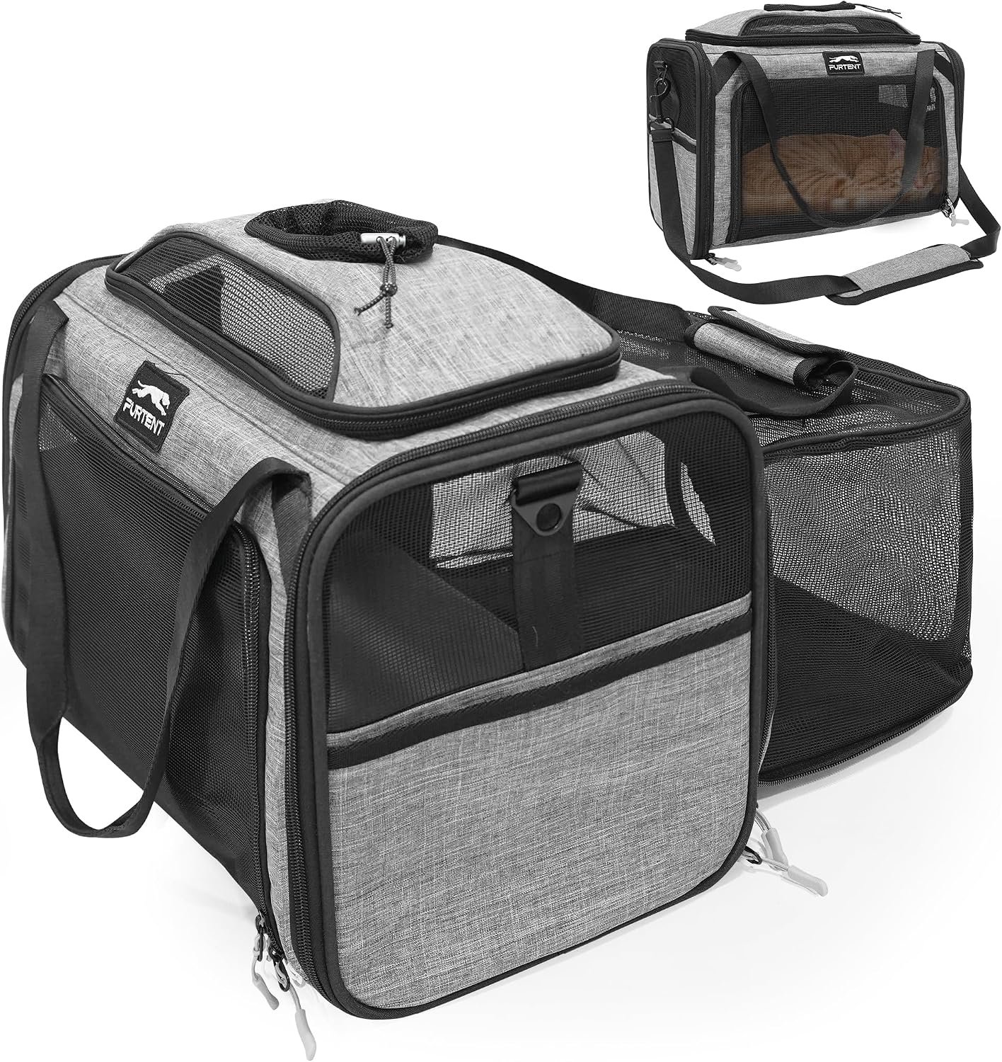Expandable cat Carrier Soft Sided Airline Approved Pet Carrier Up to 12lbs